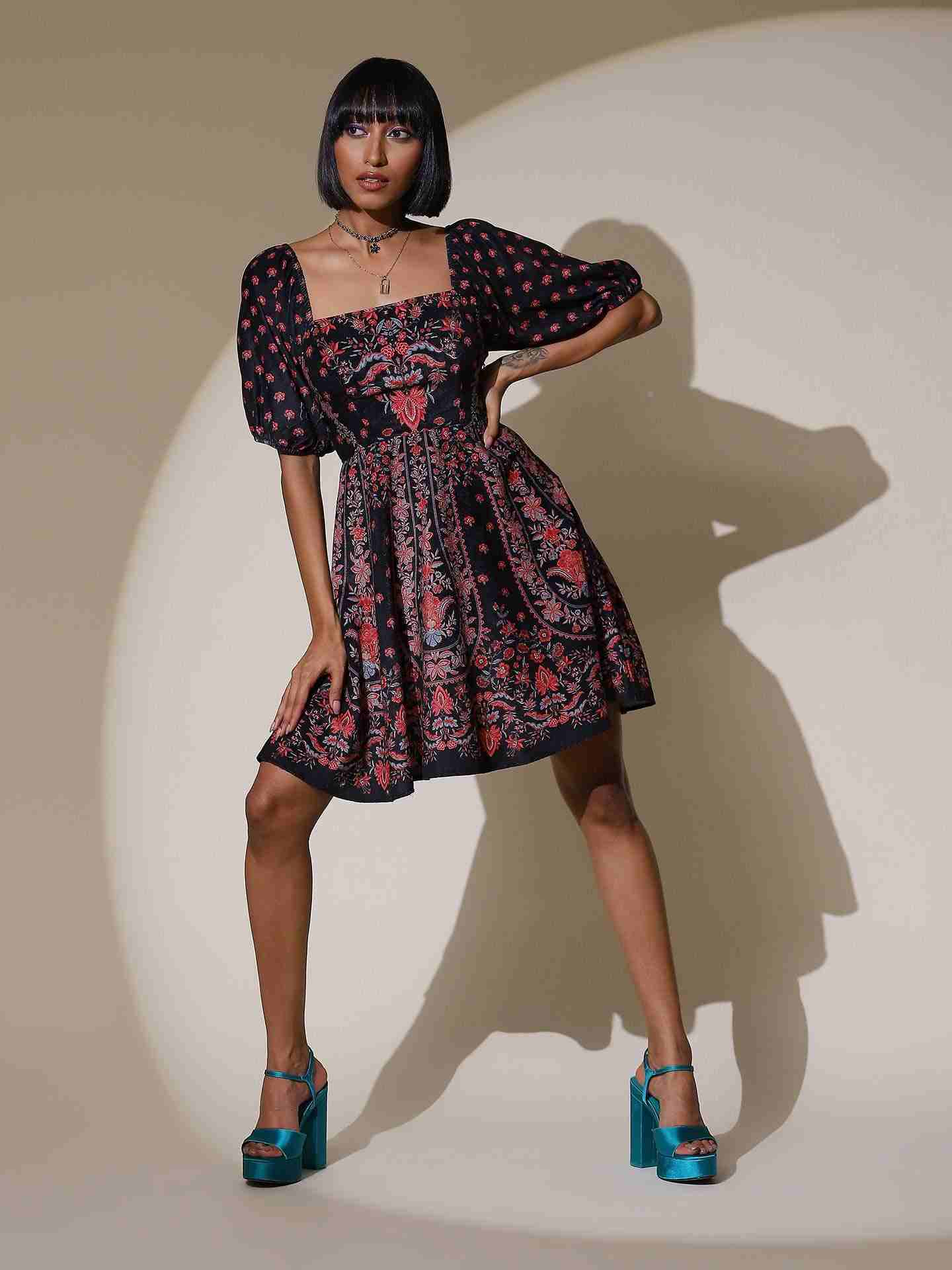 Black Avena Skater Dress