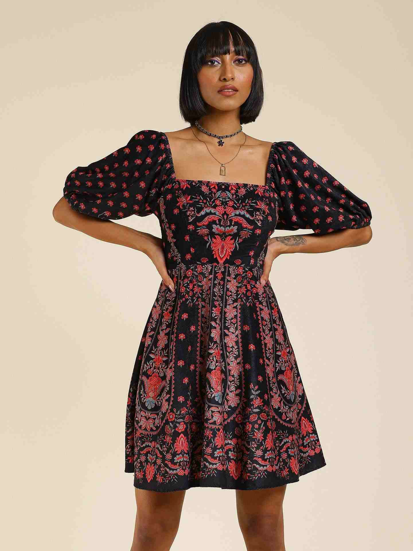 Black Avena Skater Dress