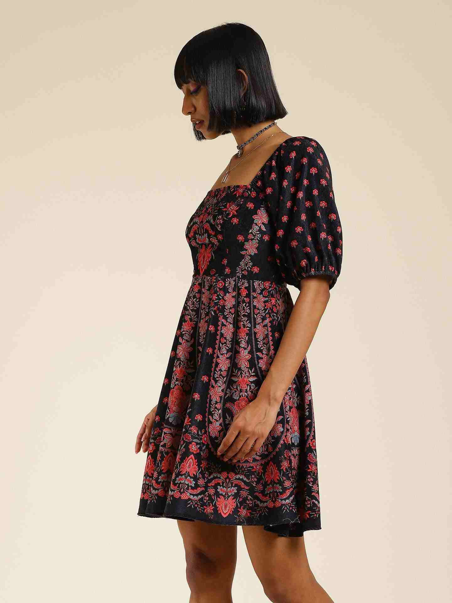 Black Avena Skater Dress