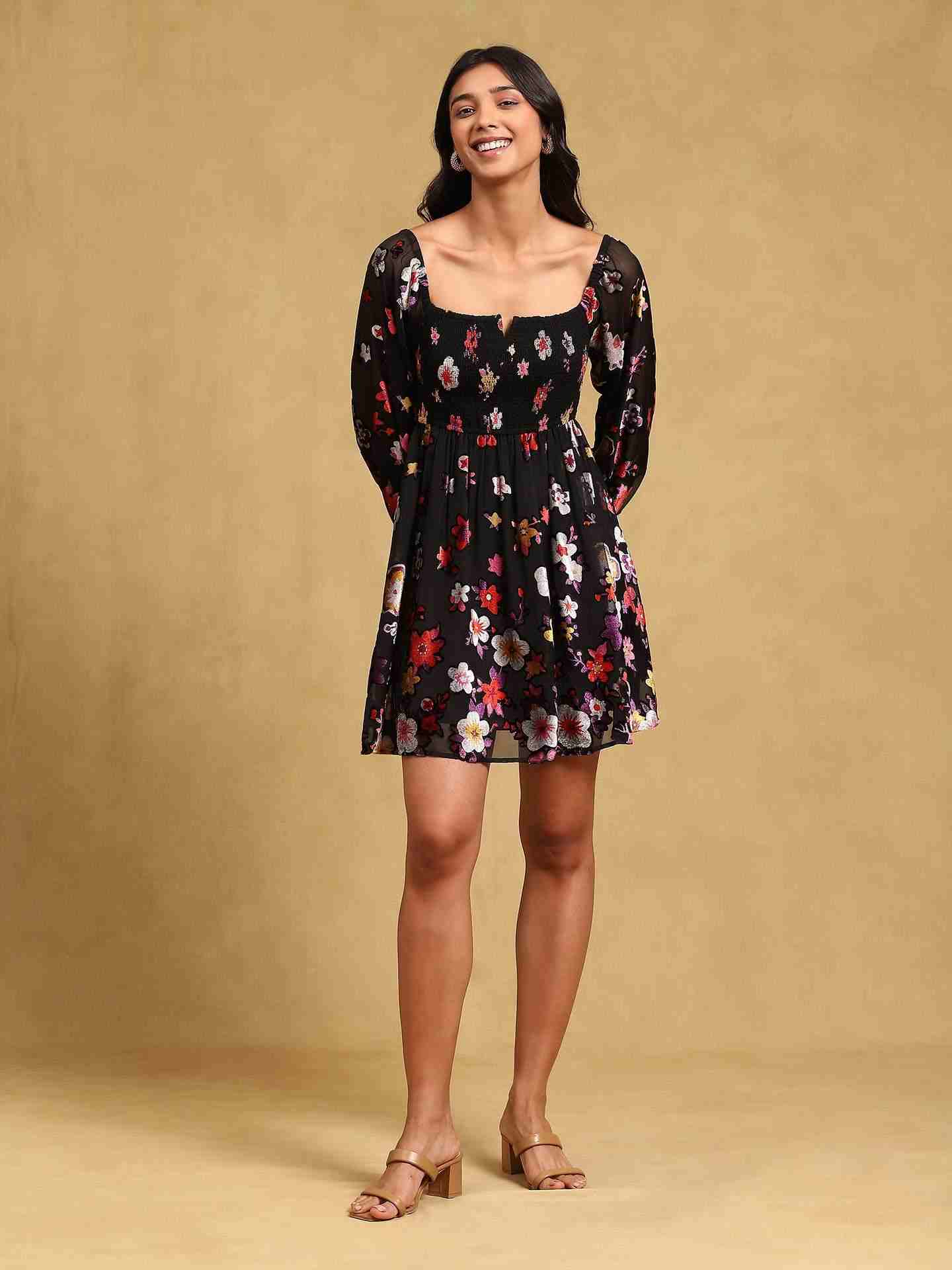 Black Eugiene Skater Dress