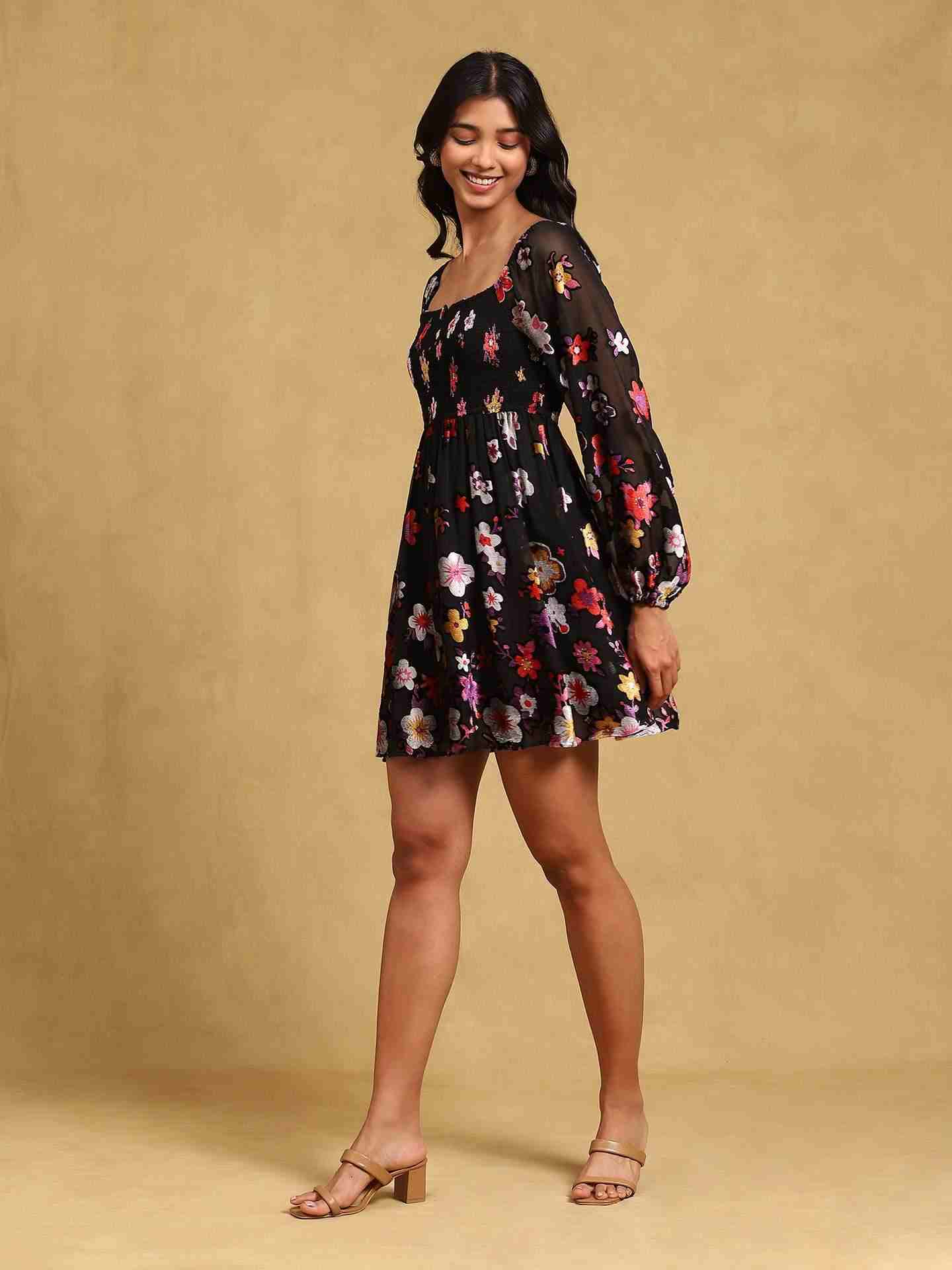 Black Eugiene Skater Dress