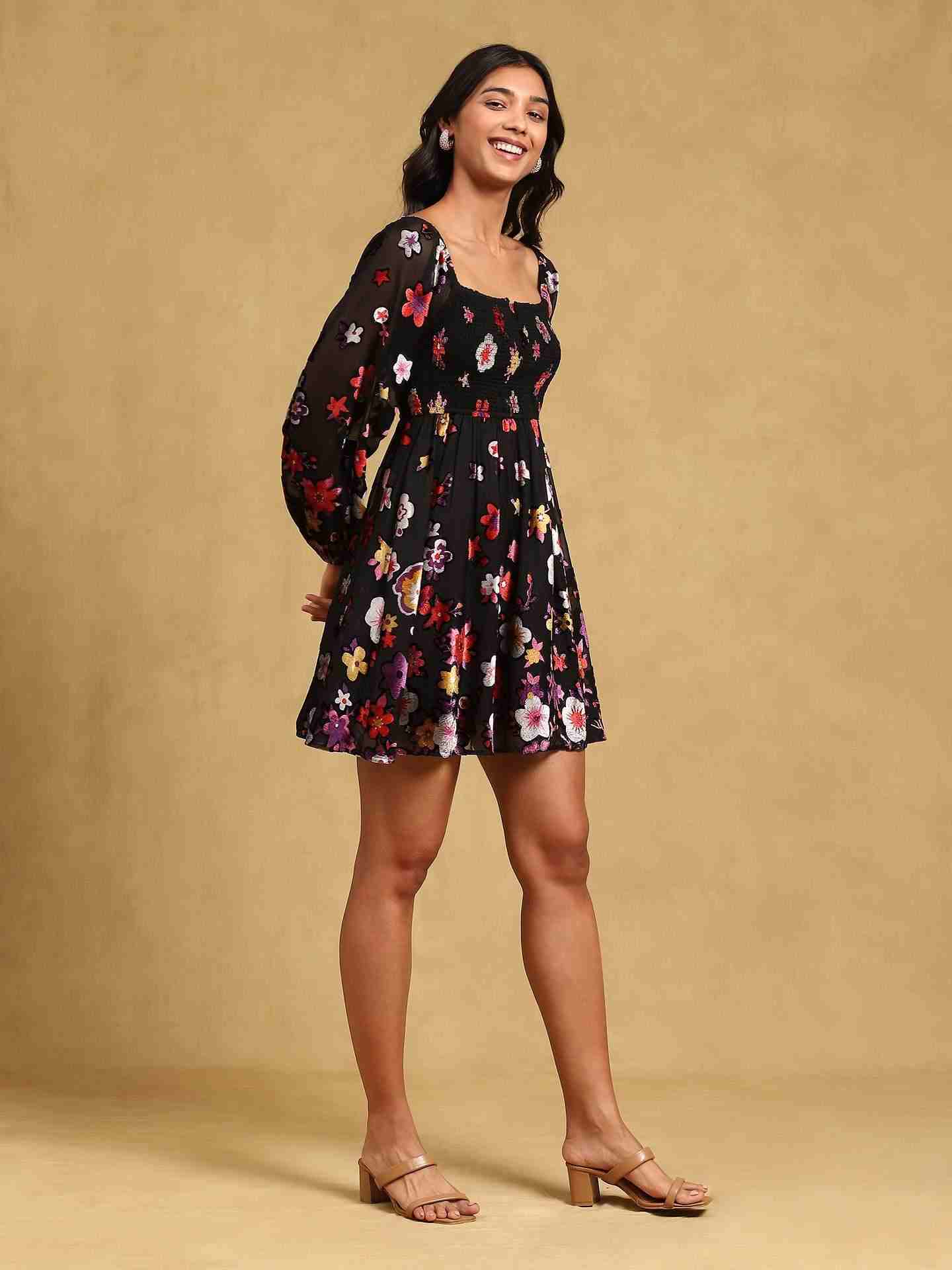 Black Eugiene Skater Dress