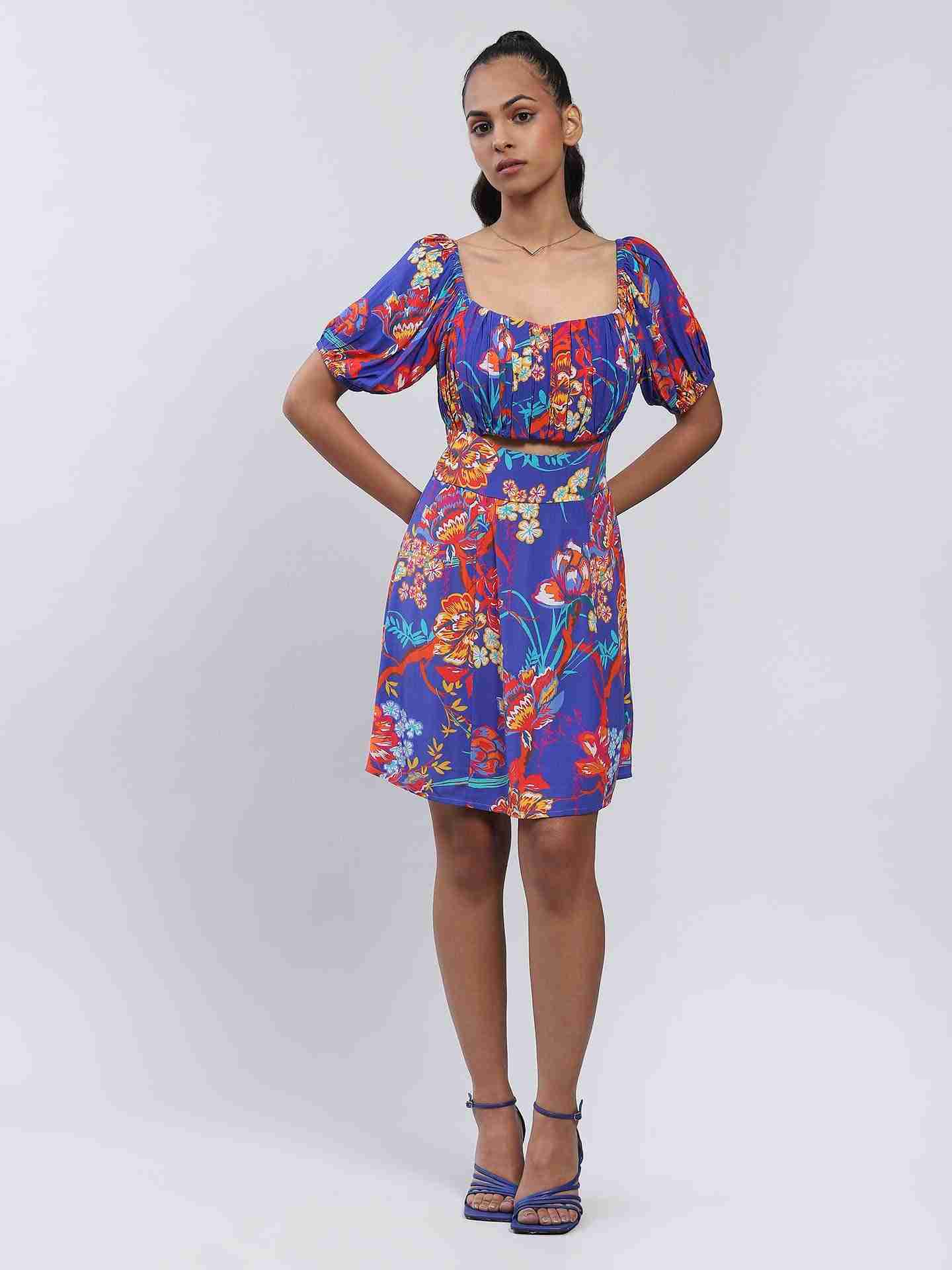 Blue Fashion Flair Skater Dress