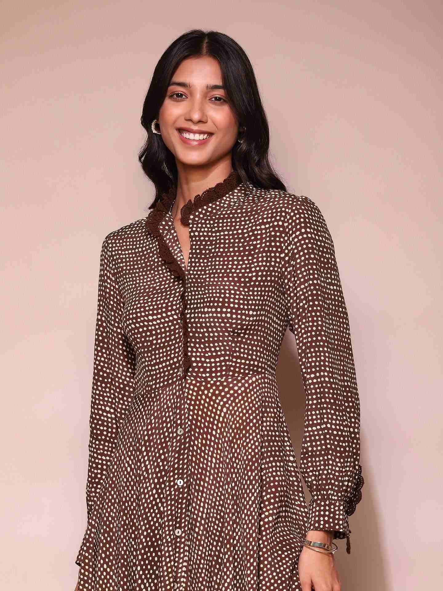 Brown Dune Dot Dress