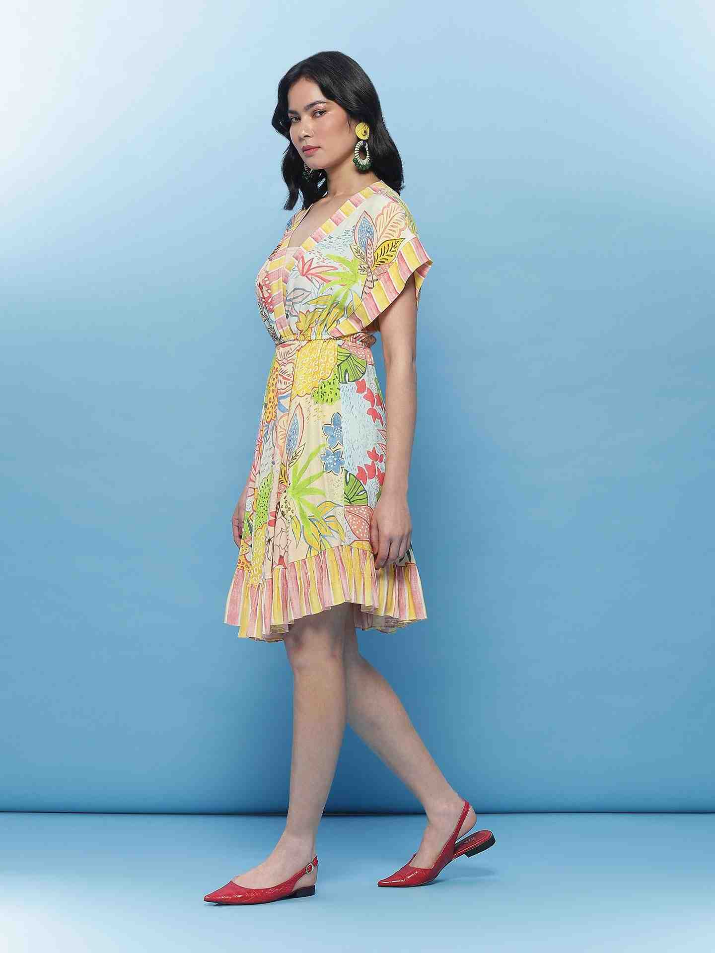 Multi Fauna Wrap Dress