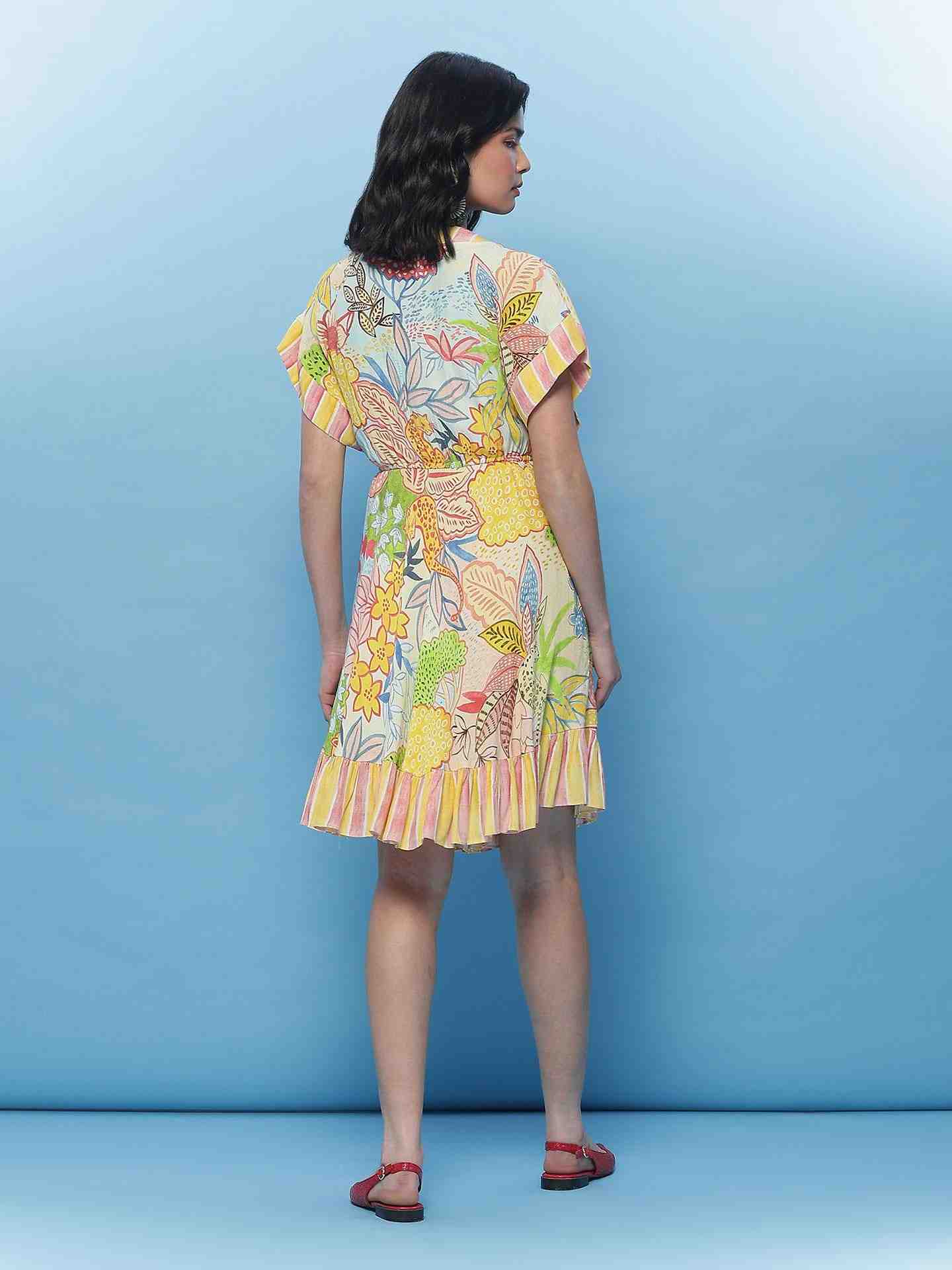 Multi Fauna Wrap Dress