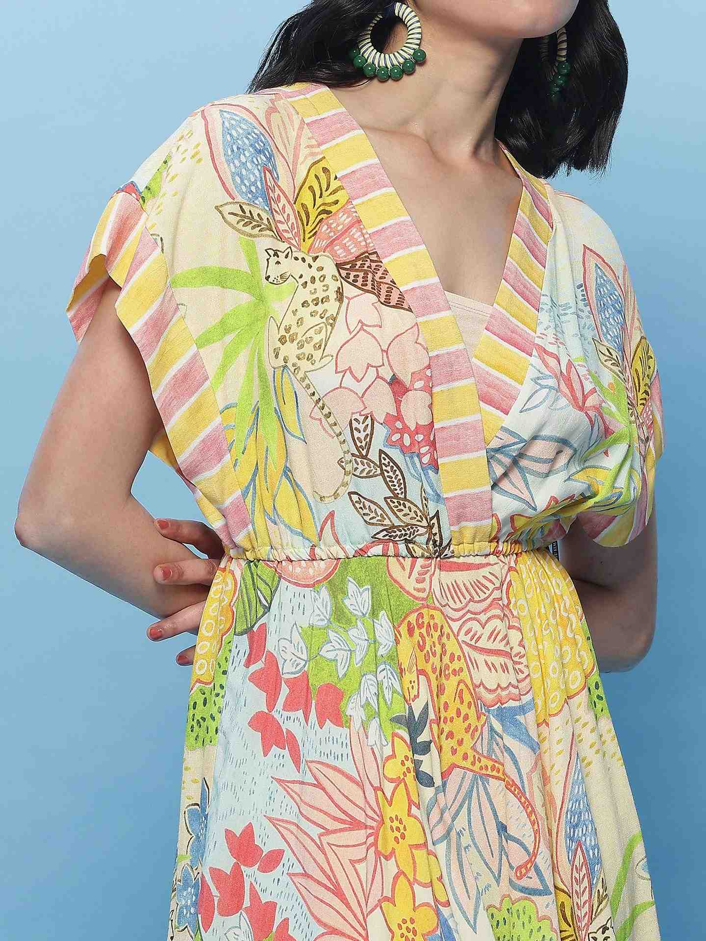 Multi Fauna Wrap Dress