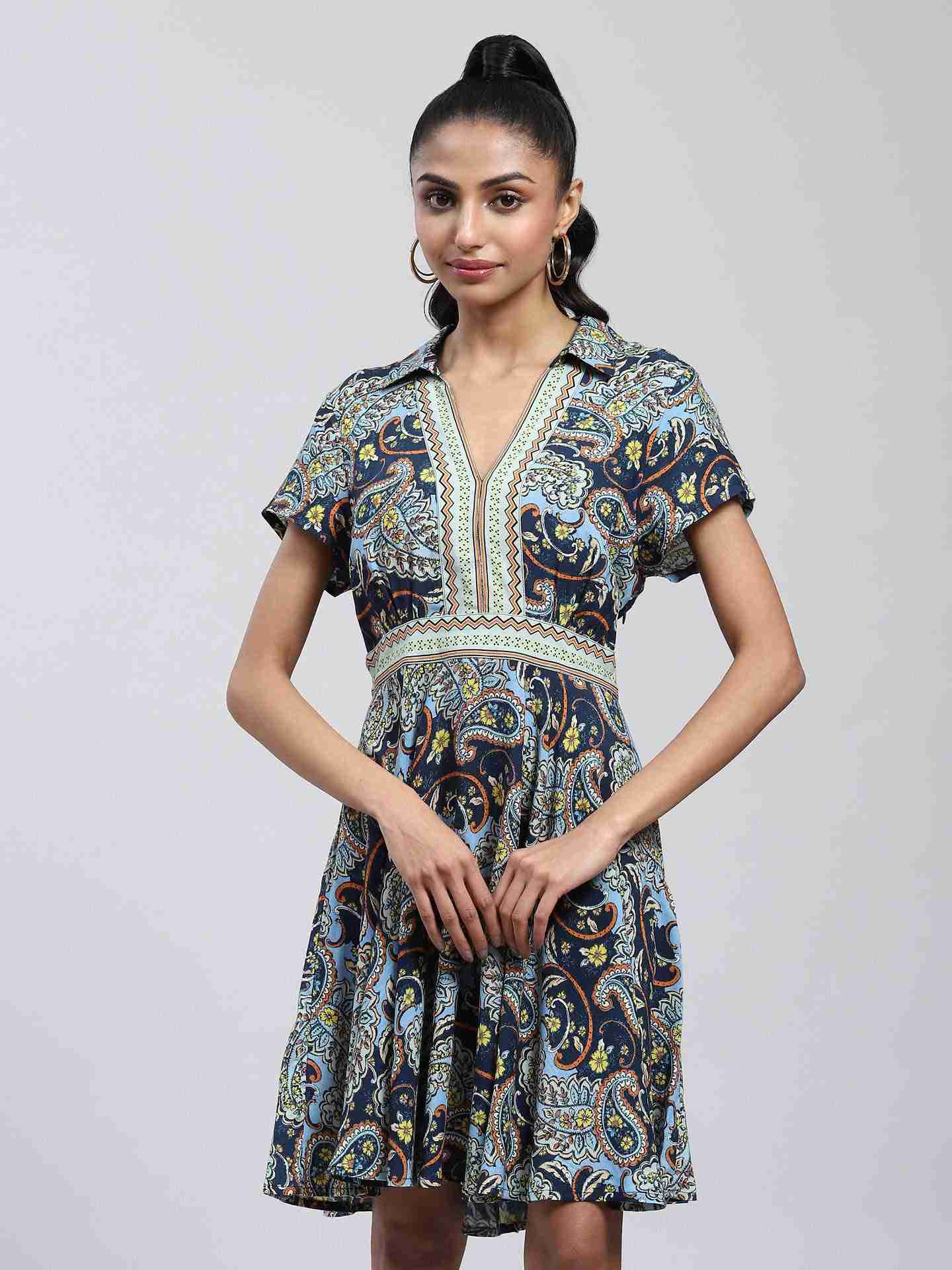 Navy Zinnia Shirt Dress