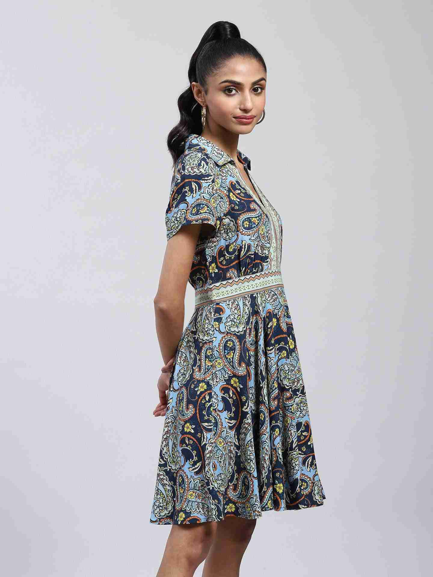 Navy Zinnia Shirt Dress