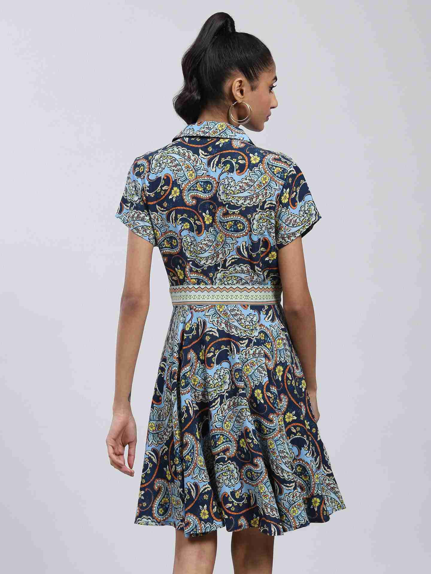 Navy Zinnia Shirt Dress