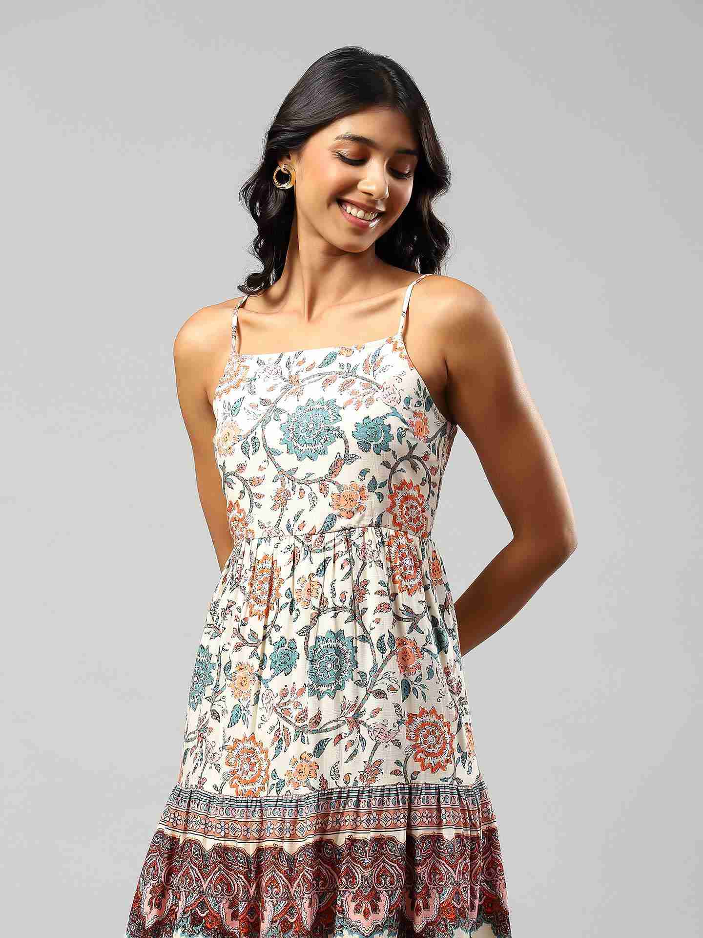 White Gautier Floral Dress