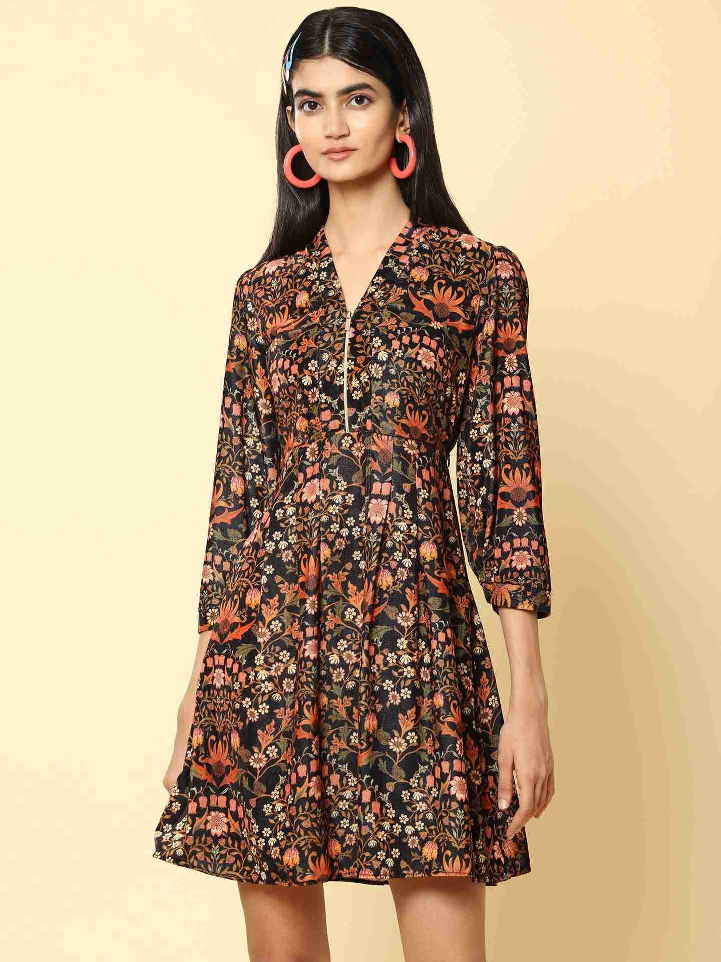 Black & Rust Mia Allover Dress