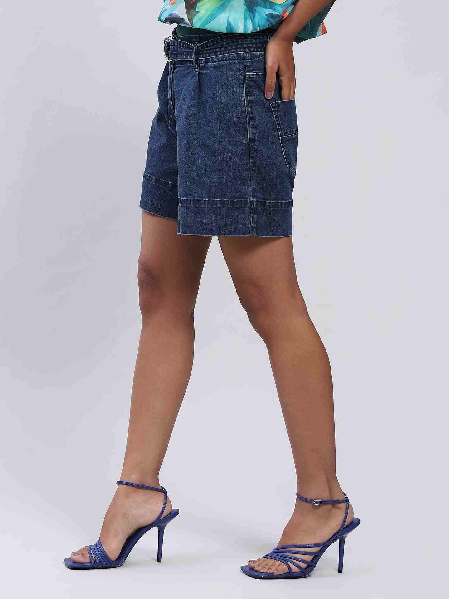 Dark Blue Denim Shorts