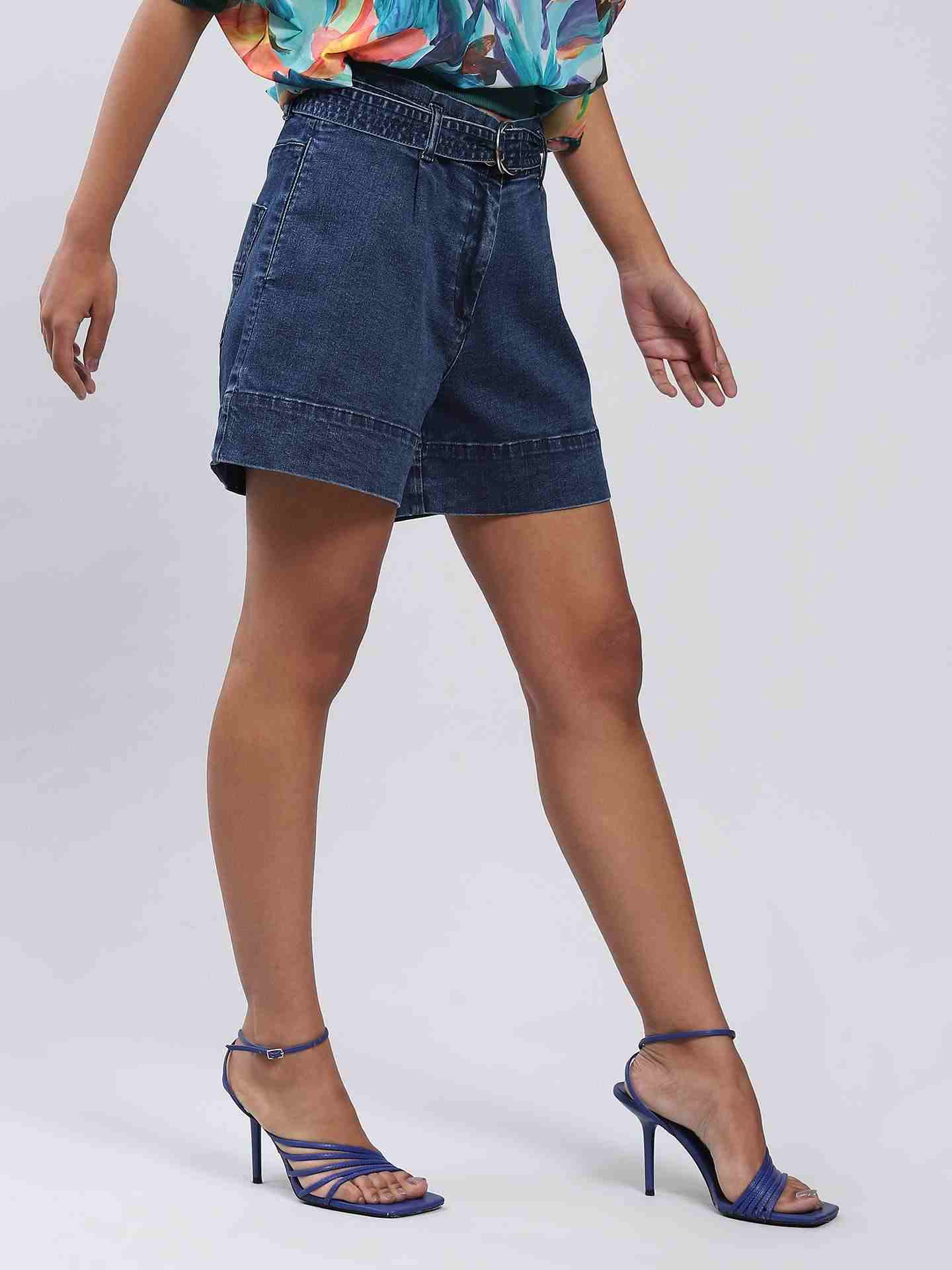 Dark Blue Denim Shorts