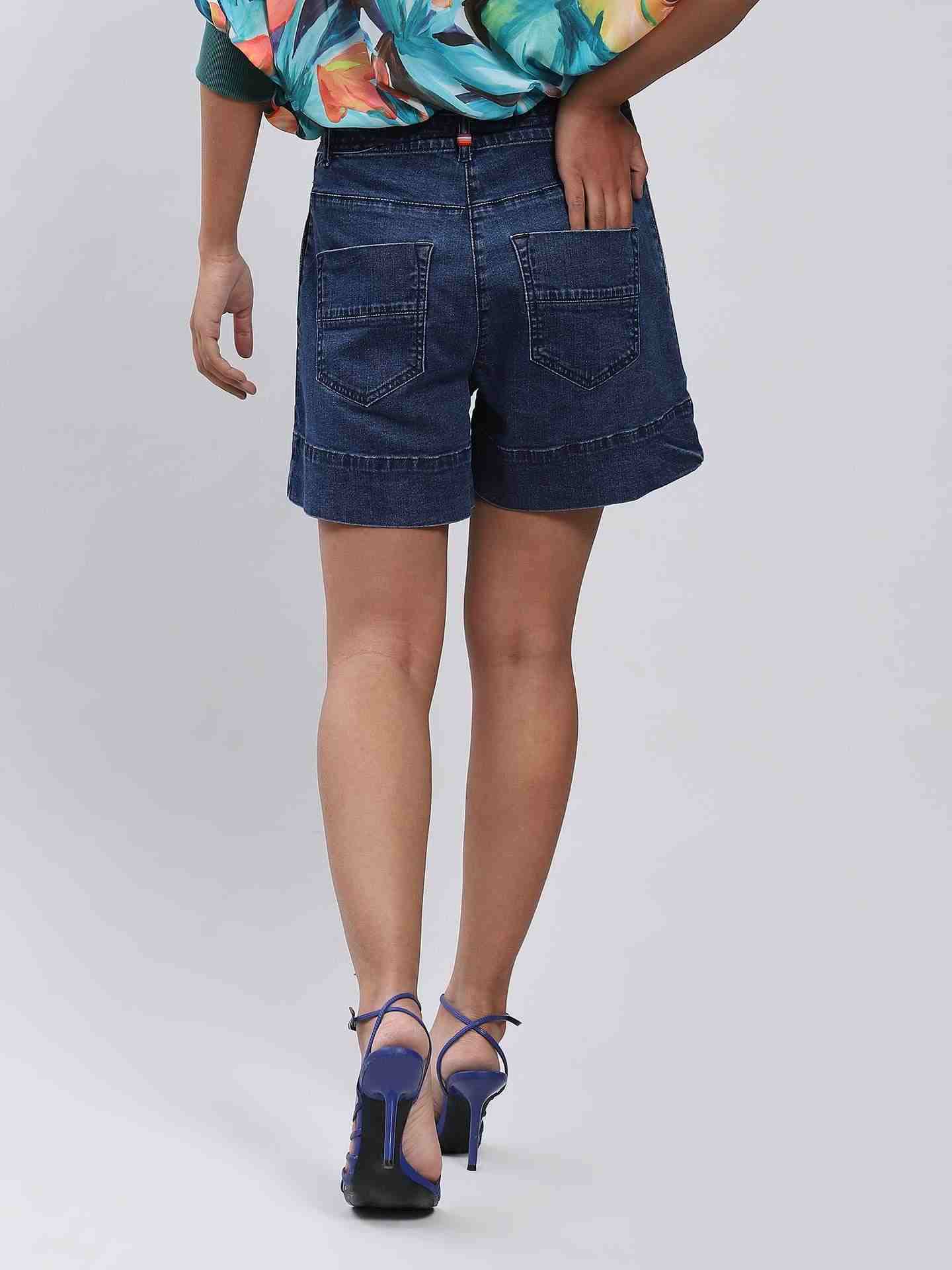 Dark Blue Denim Shorts