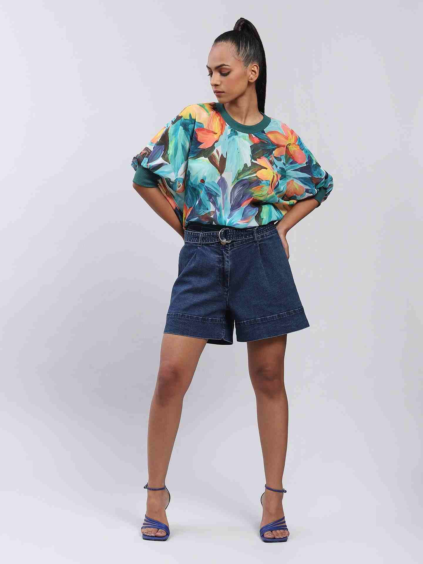 Dark Blue Denim Shorts