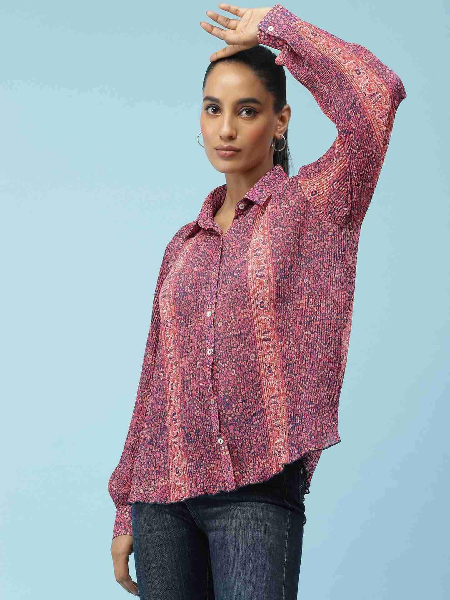 Navy Batik Paisley Shirt