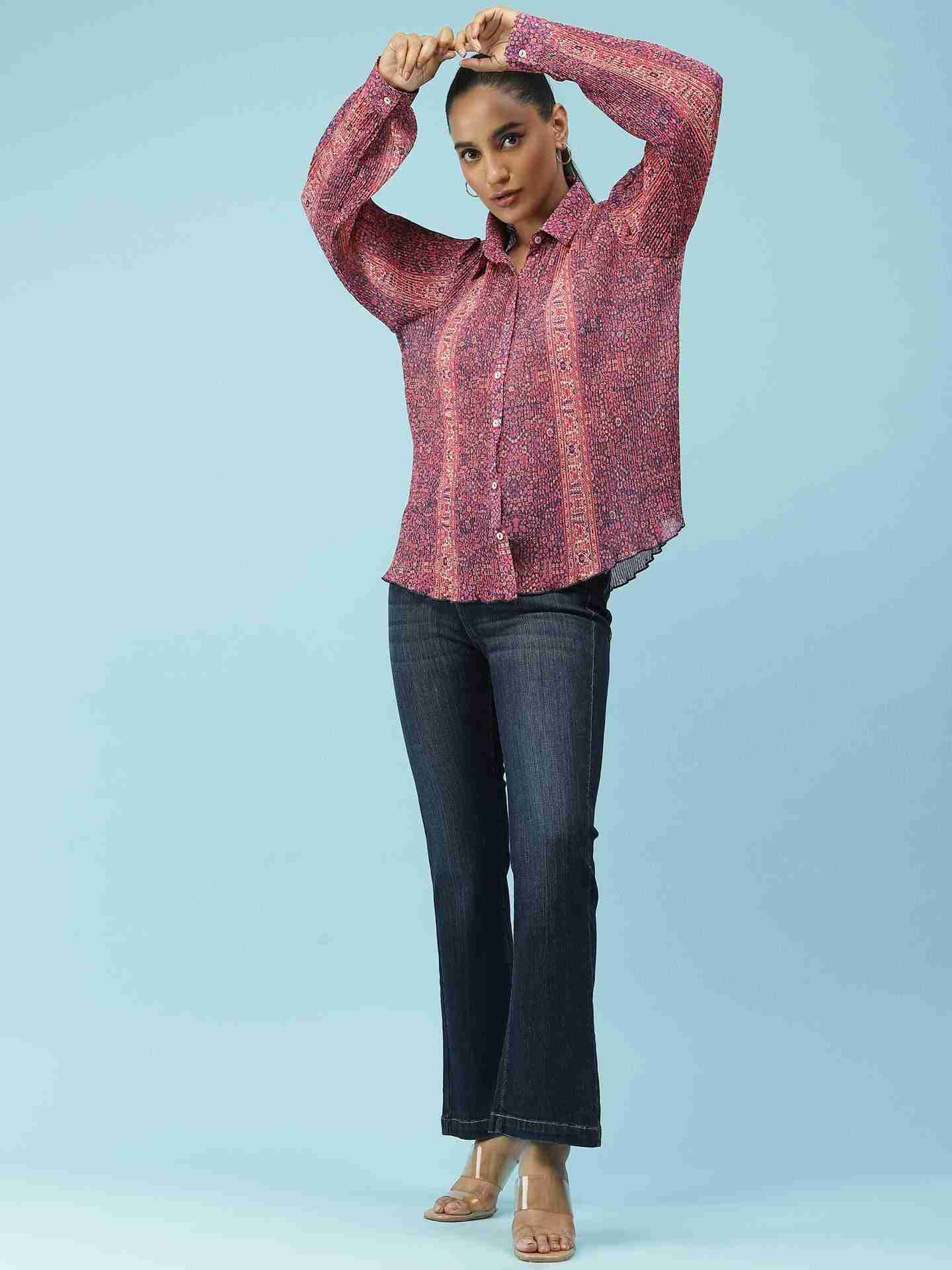Navy Batik Paisley Shirt
