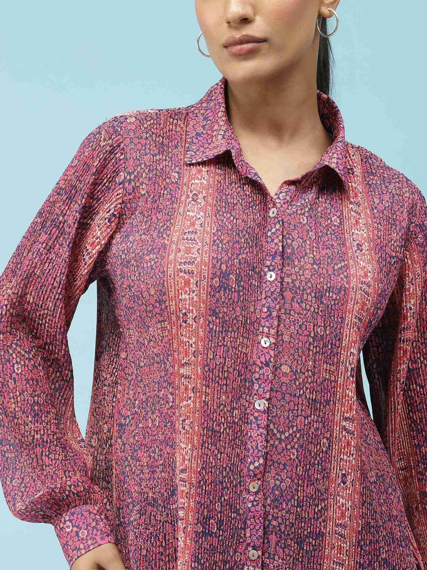 Navy Batik Paisley Shirt