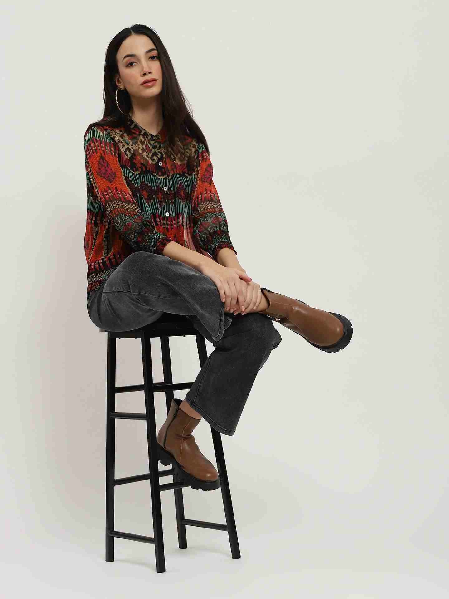 Red Multi Sansa Shirt
