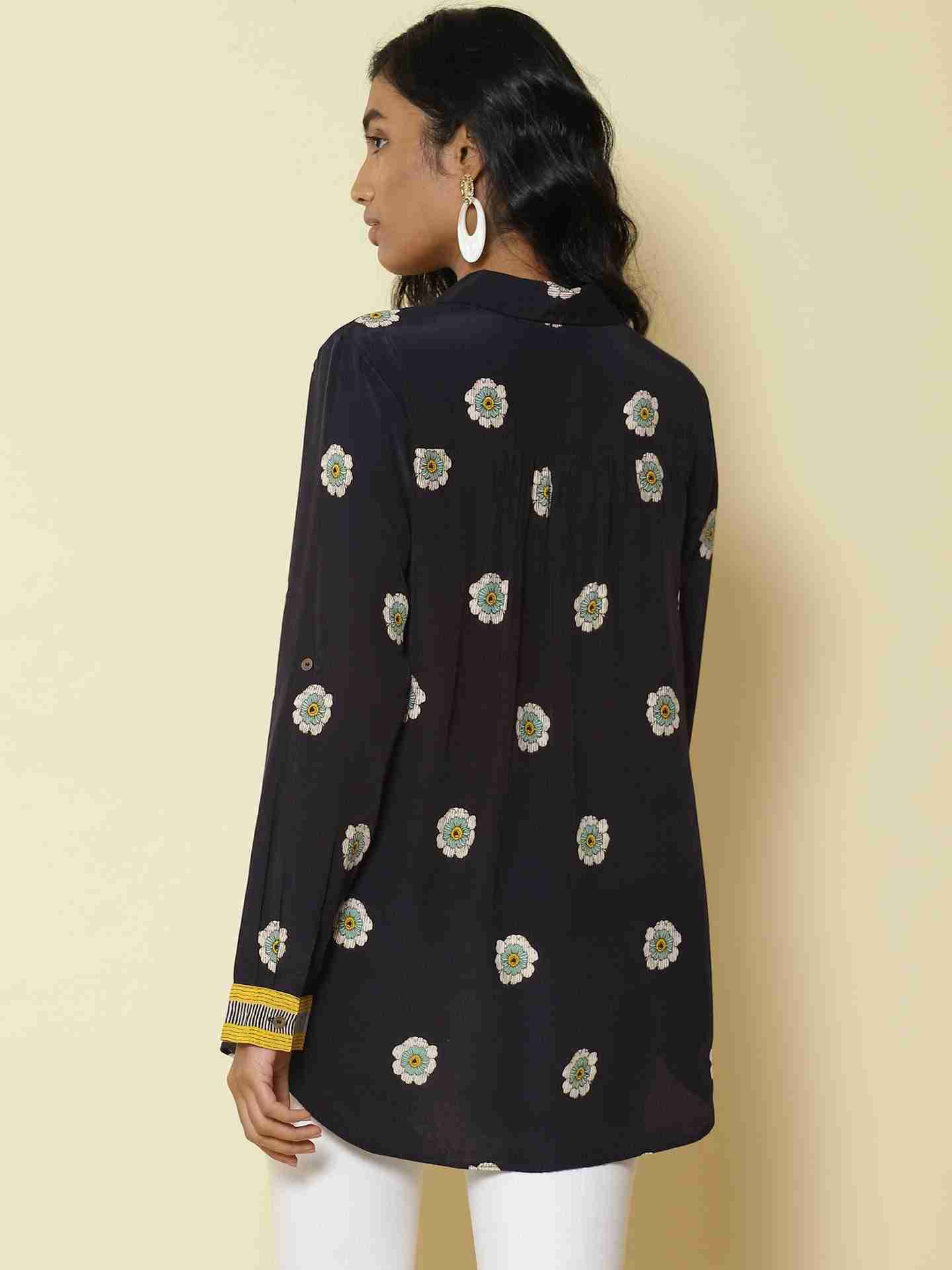 Navy Edwardian Blooms Shirt