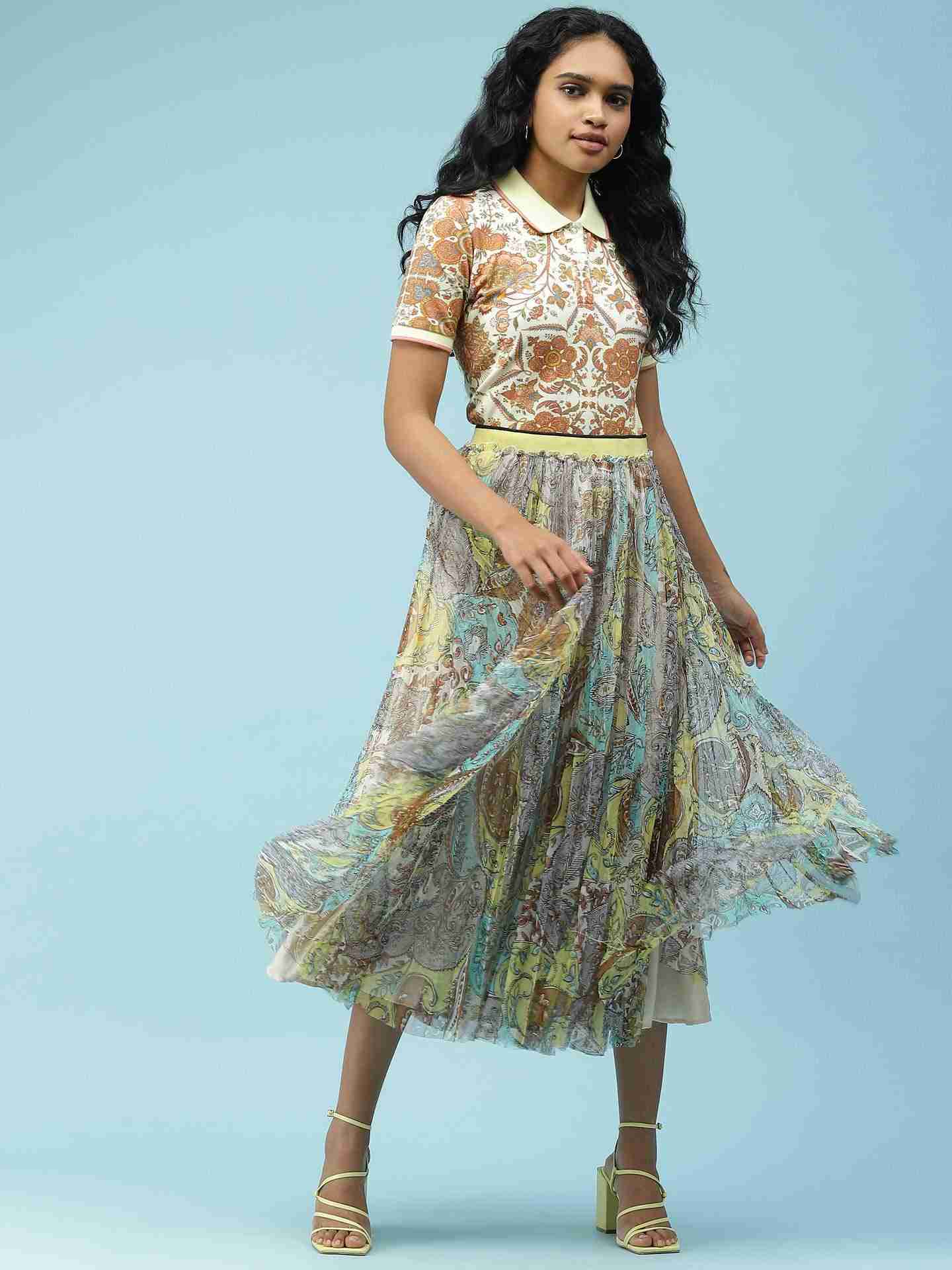 Blue & Yellow Bella Dona Skirt