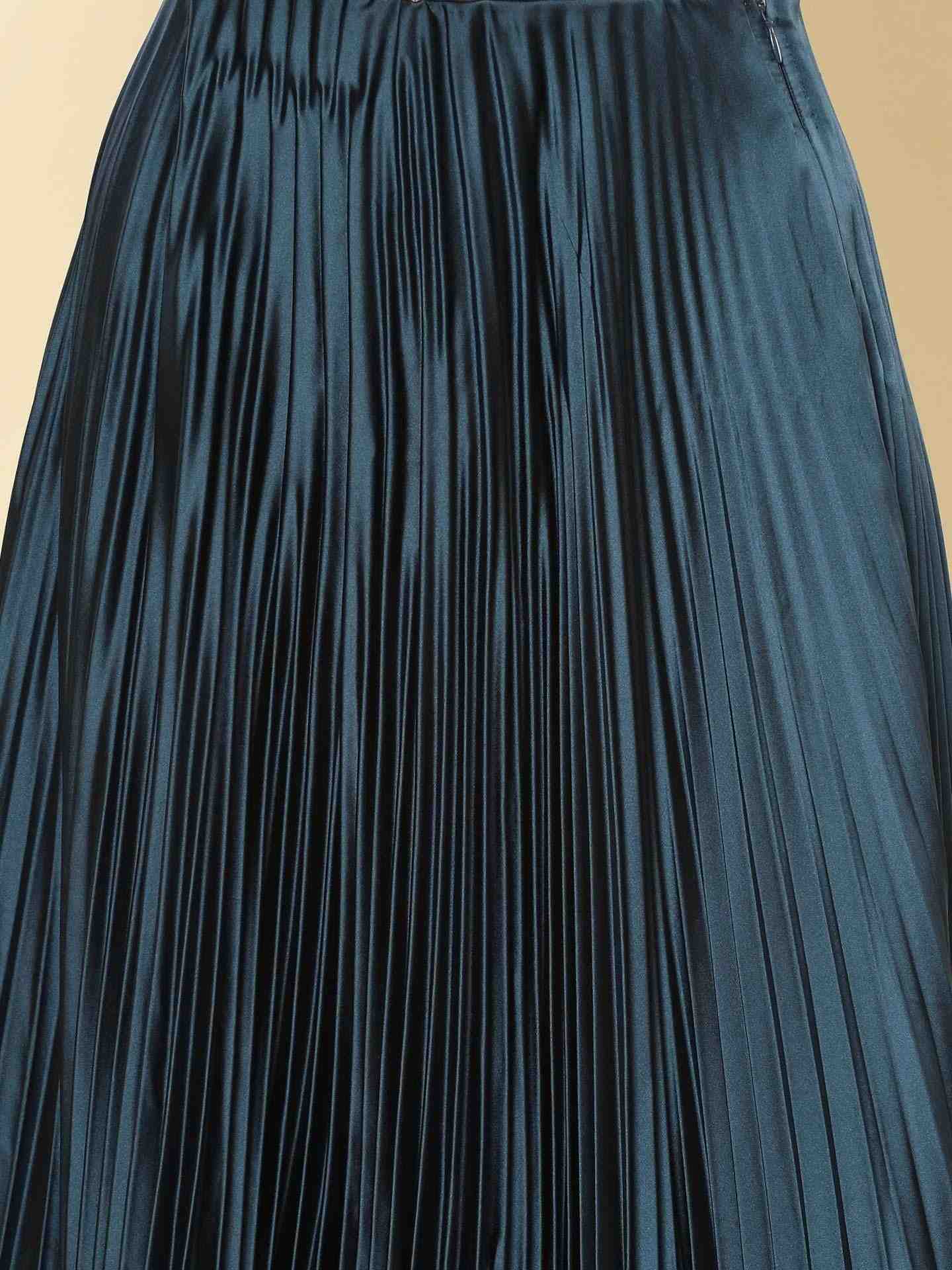 Teal Valencia Satin Skirt