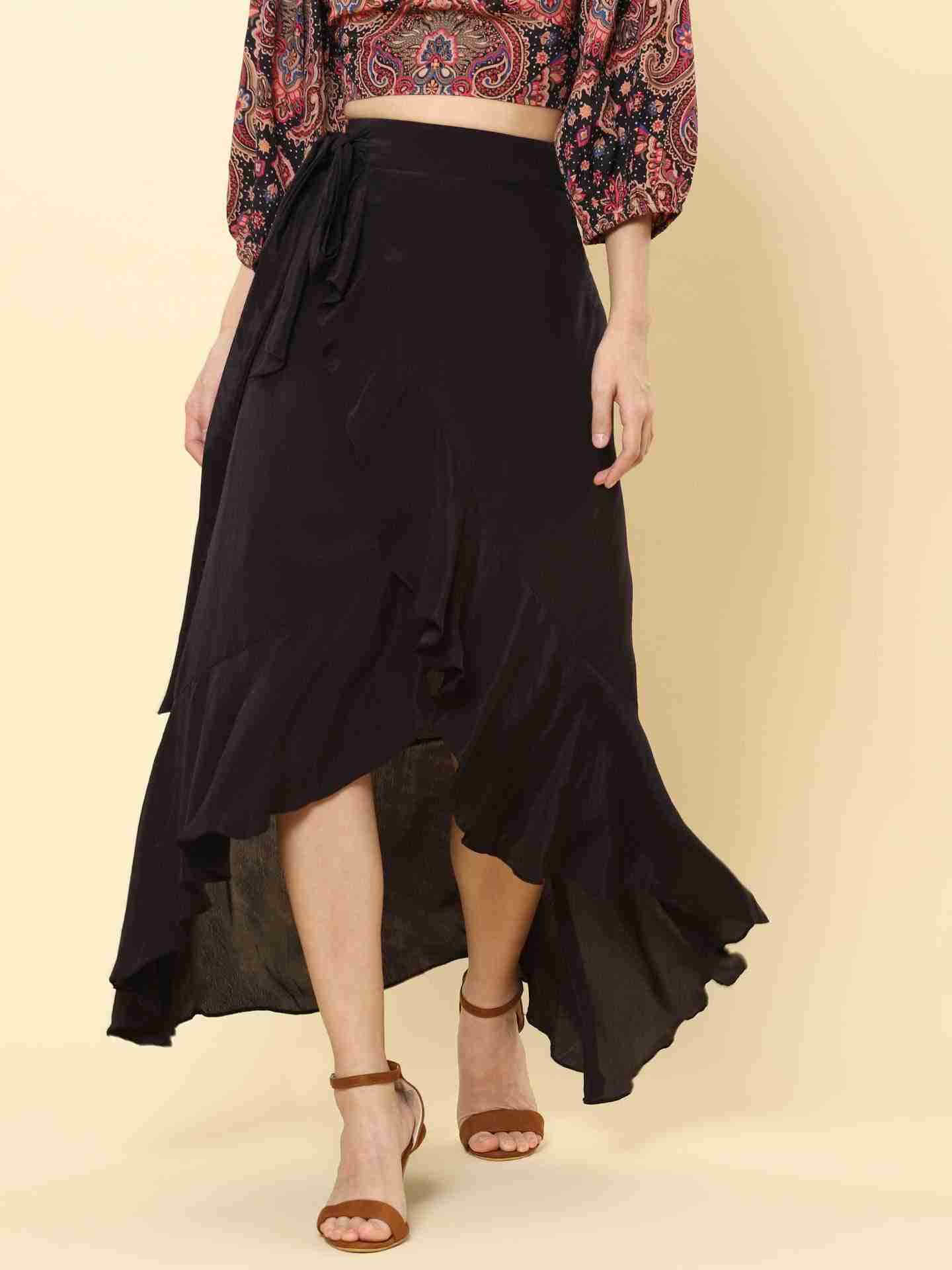 Black Fashion Flair Long Skirt