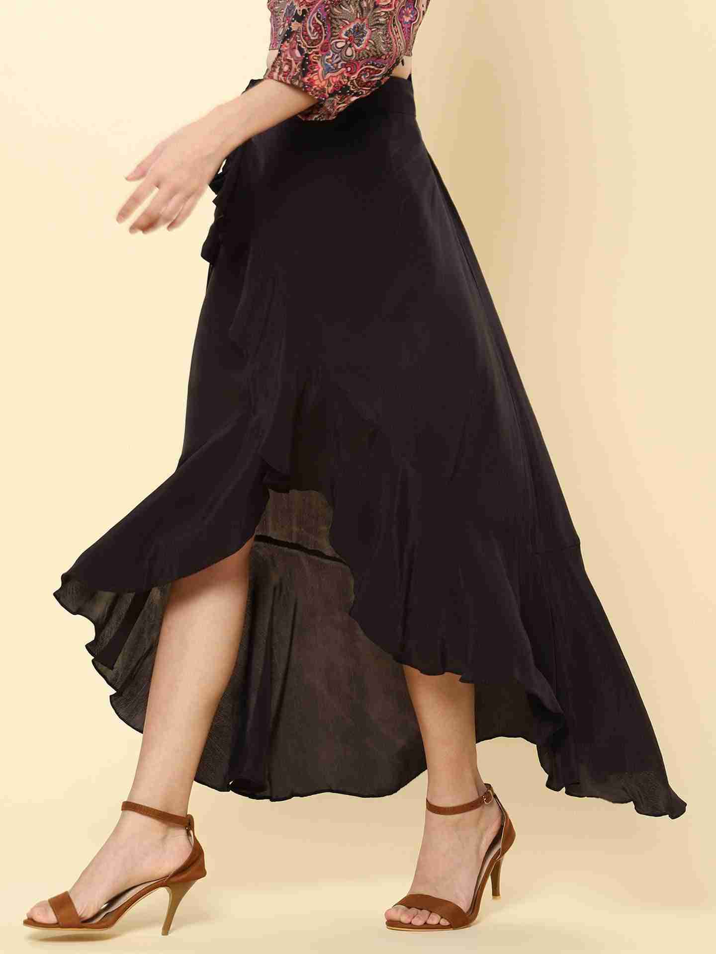 Black Fashion Flair Long Skirt