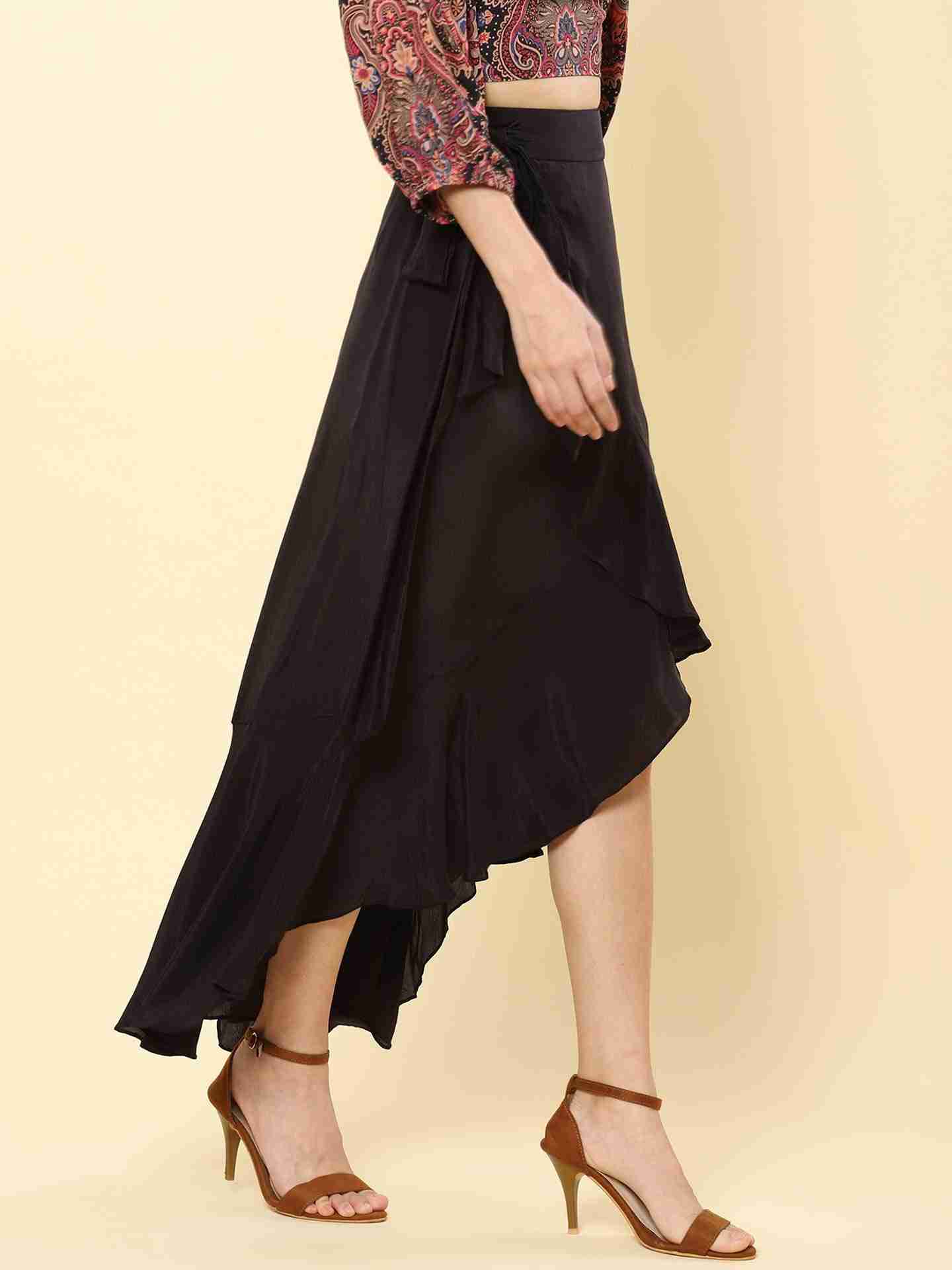 Black Fashion Flair Long Skirt