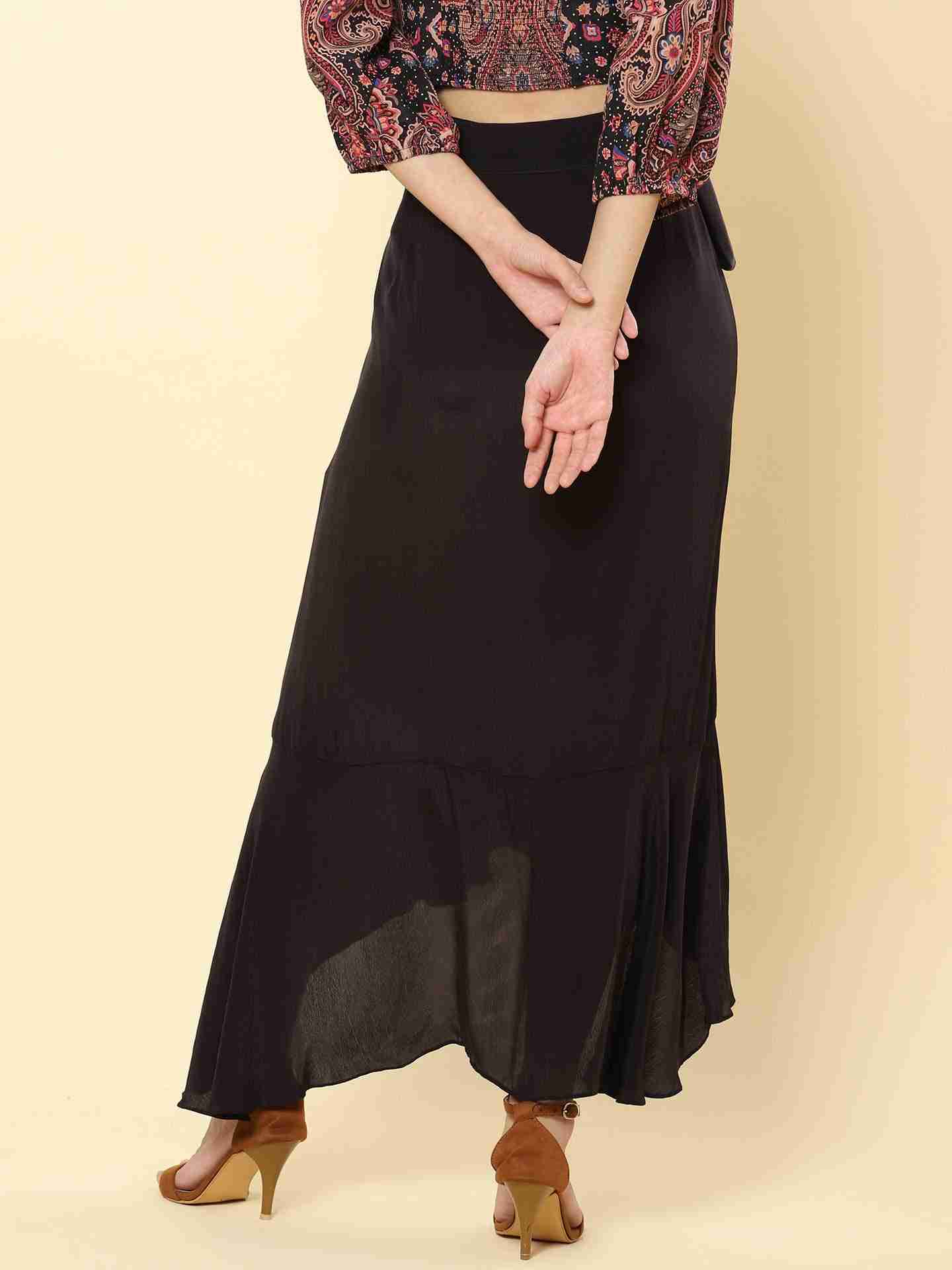 Black Fashion Flair Long Skirt