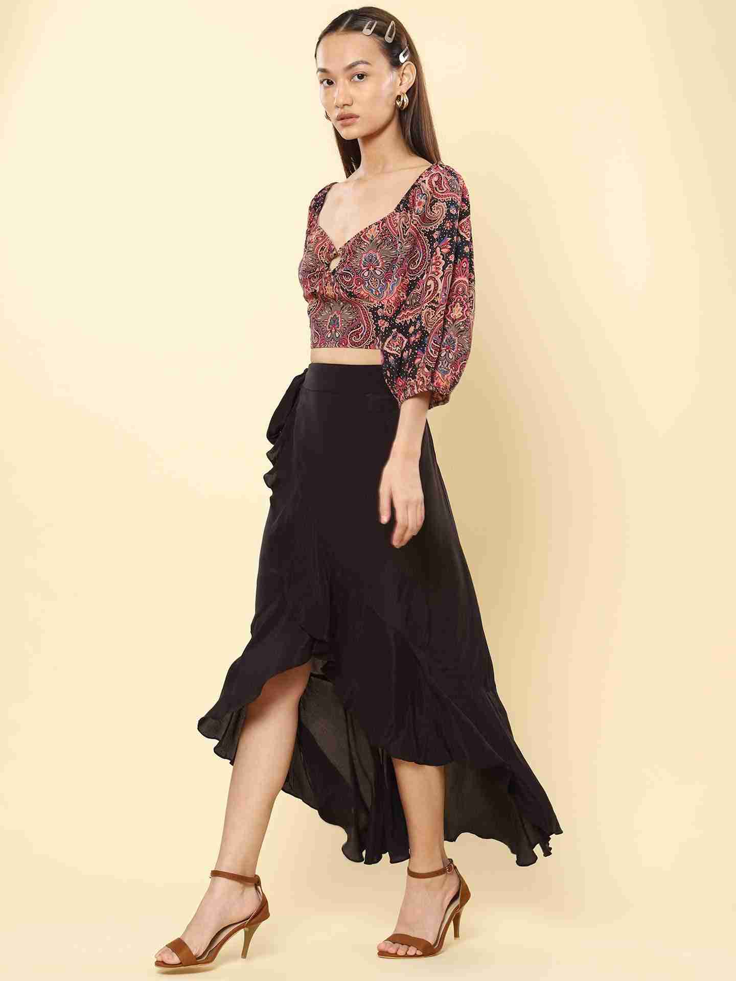 Black Fashion Flair Long Skirt