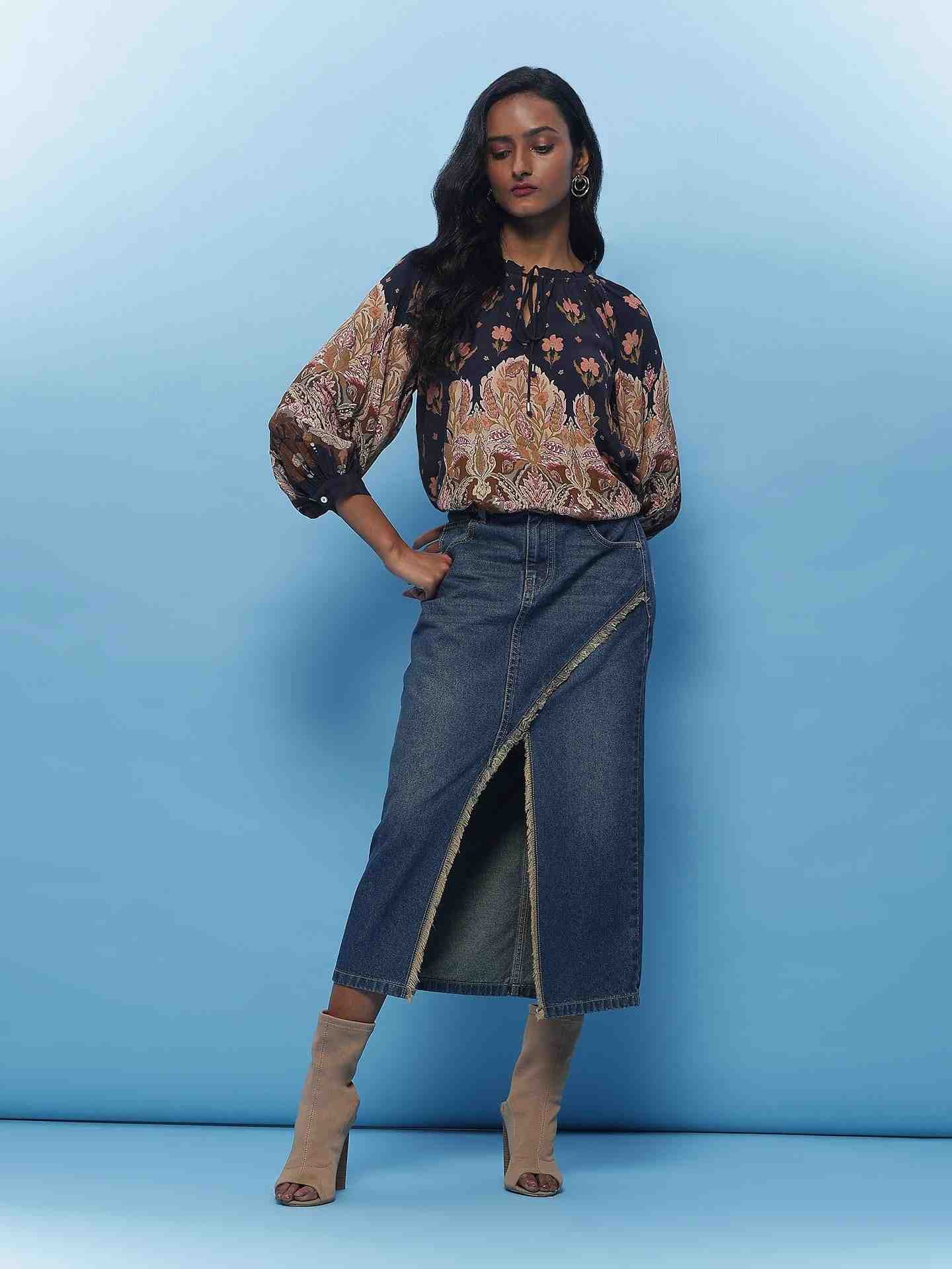 Blue Denim Drift Skirt