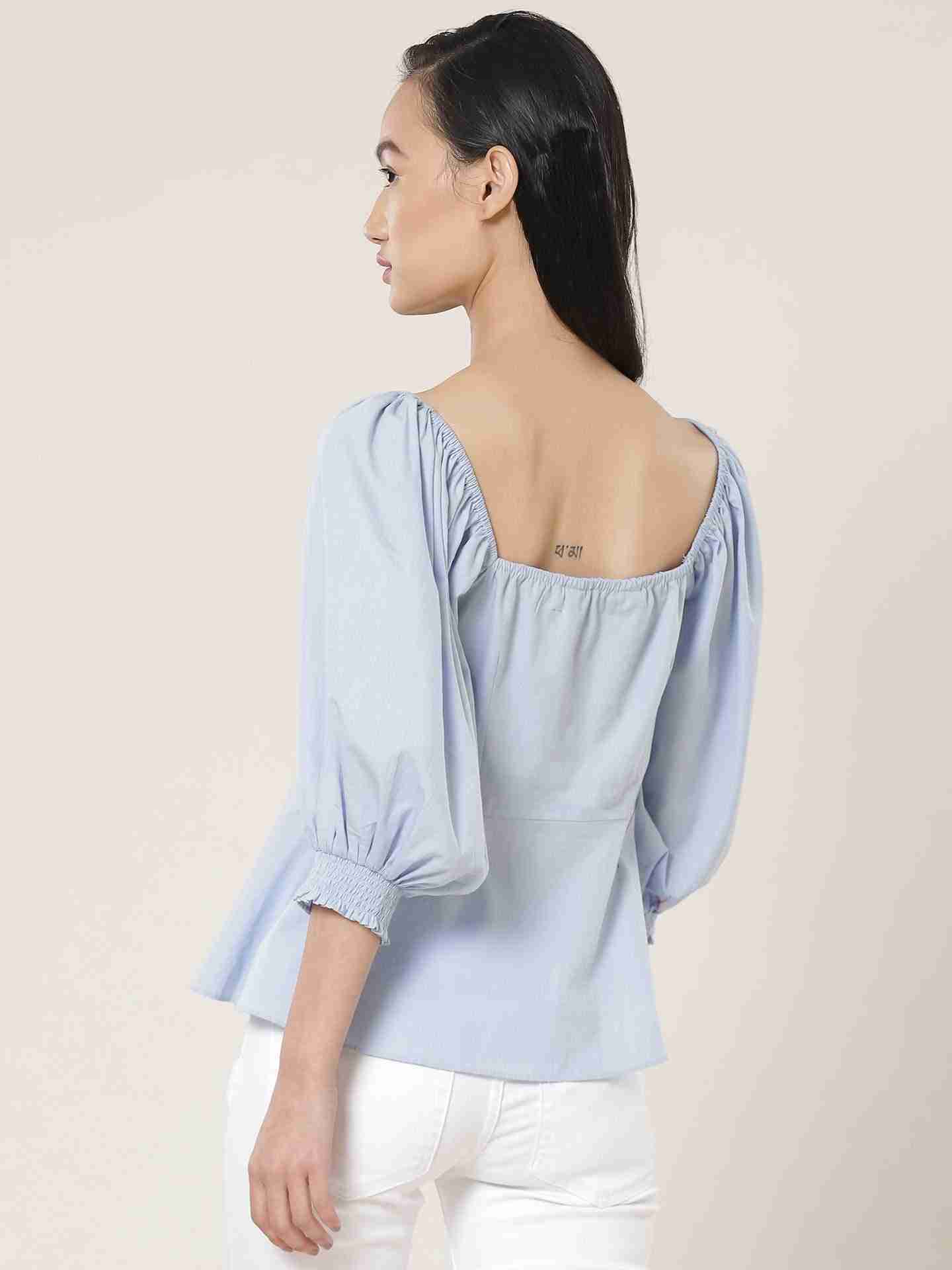 Powder Blue Fashion Flair Top