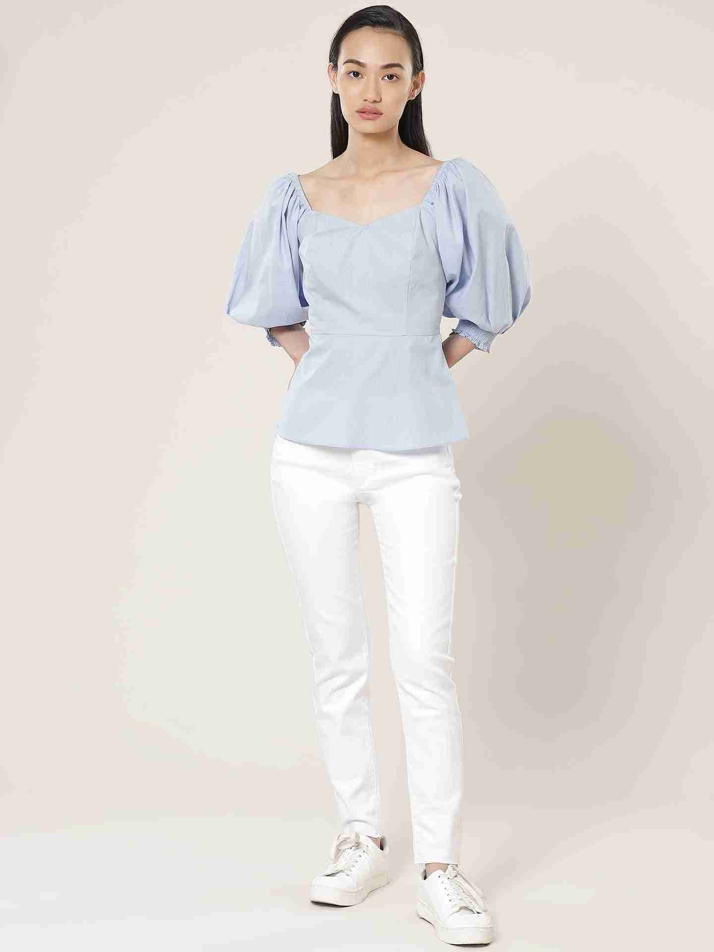 Powder Blue Fashion Flair Top