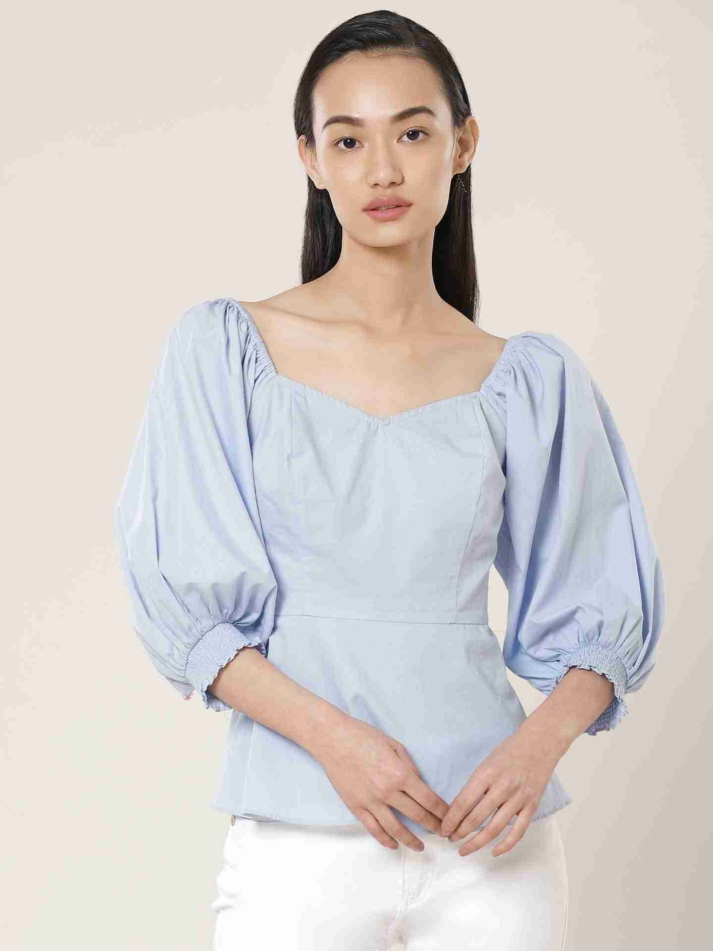Powder Blue Fashion Flair Top