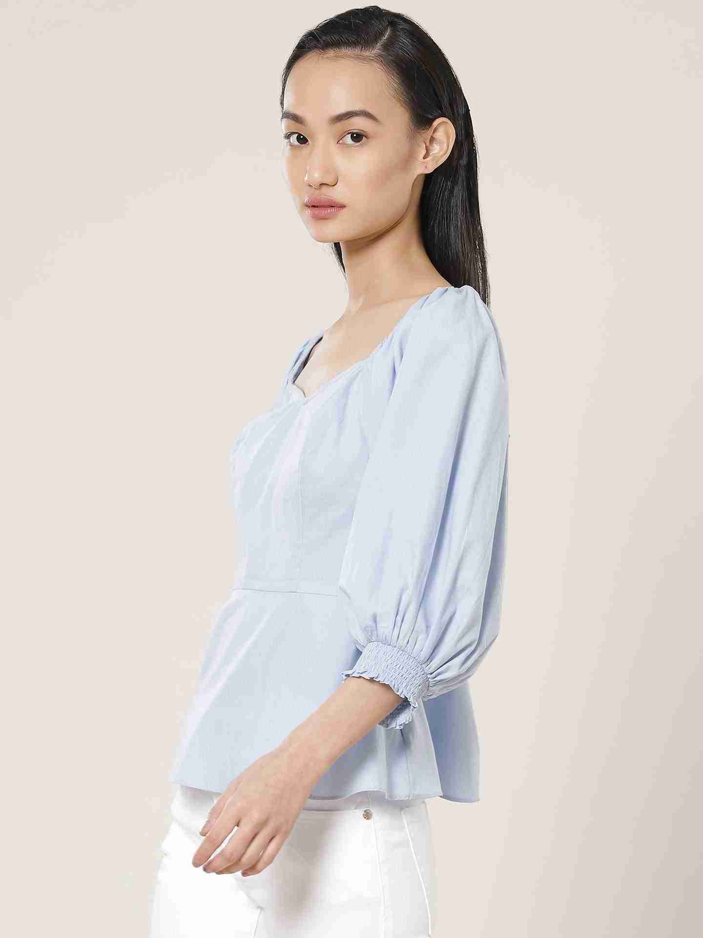 Powder Blue Fashion Flair Top
