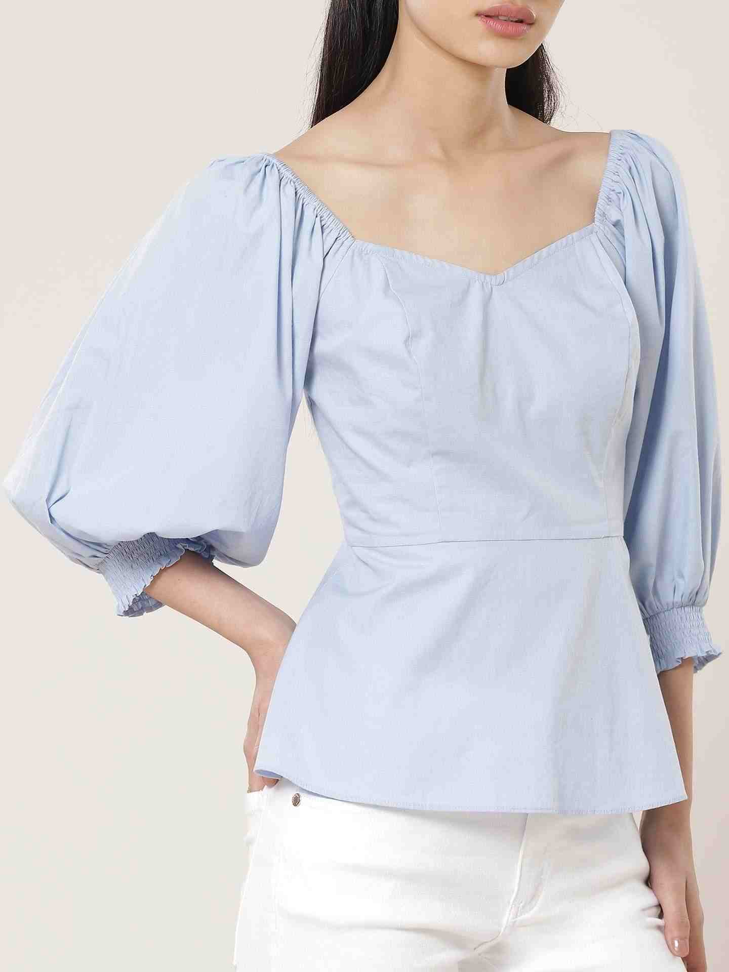 Powder Blue Fashion Flair Top