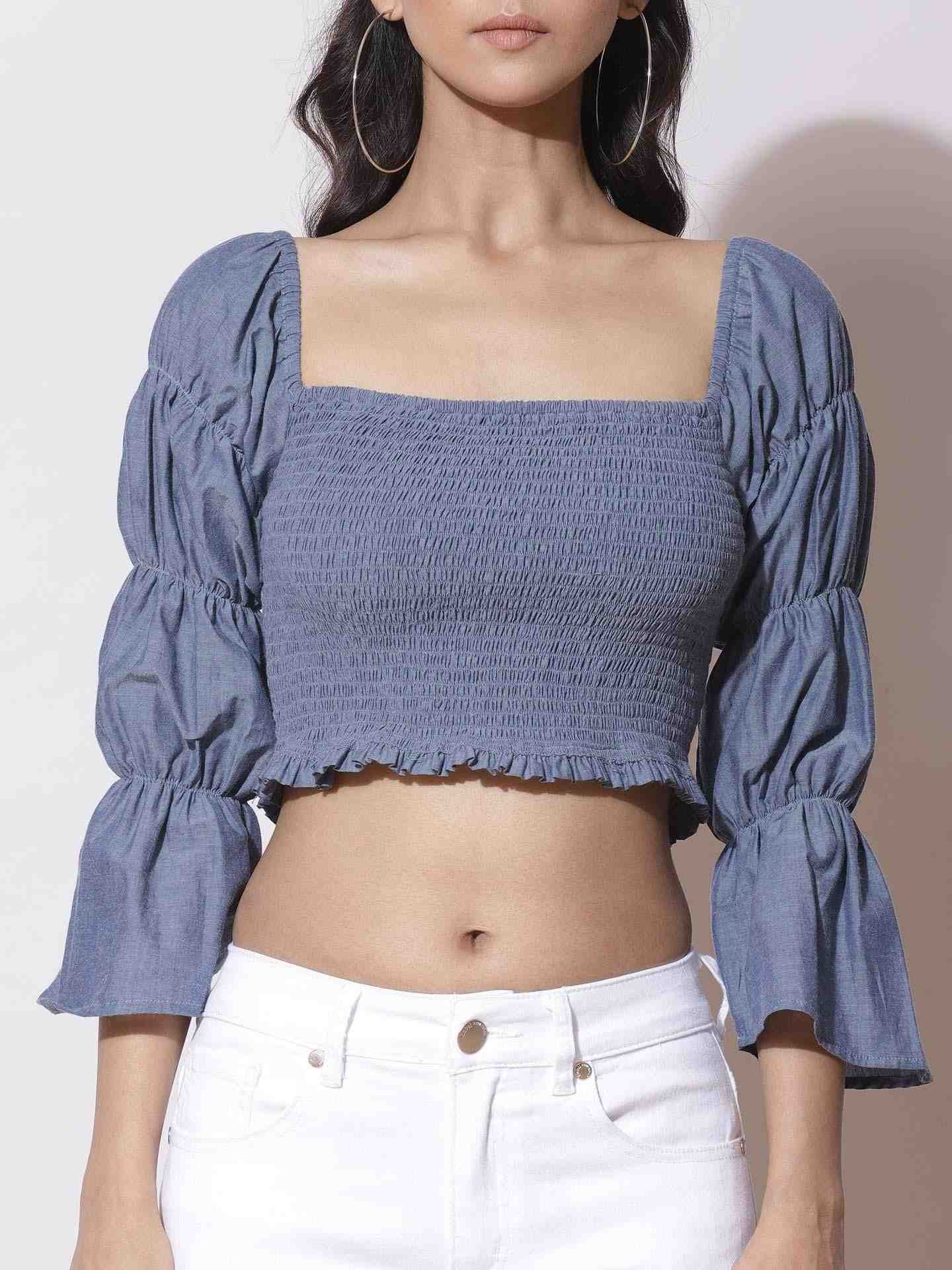 Blue Fashion Flair Crop Top
