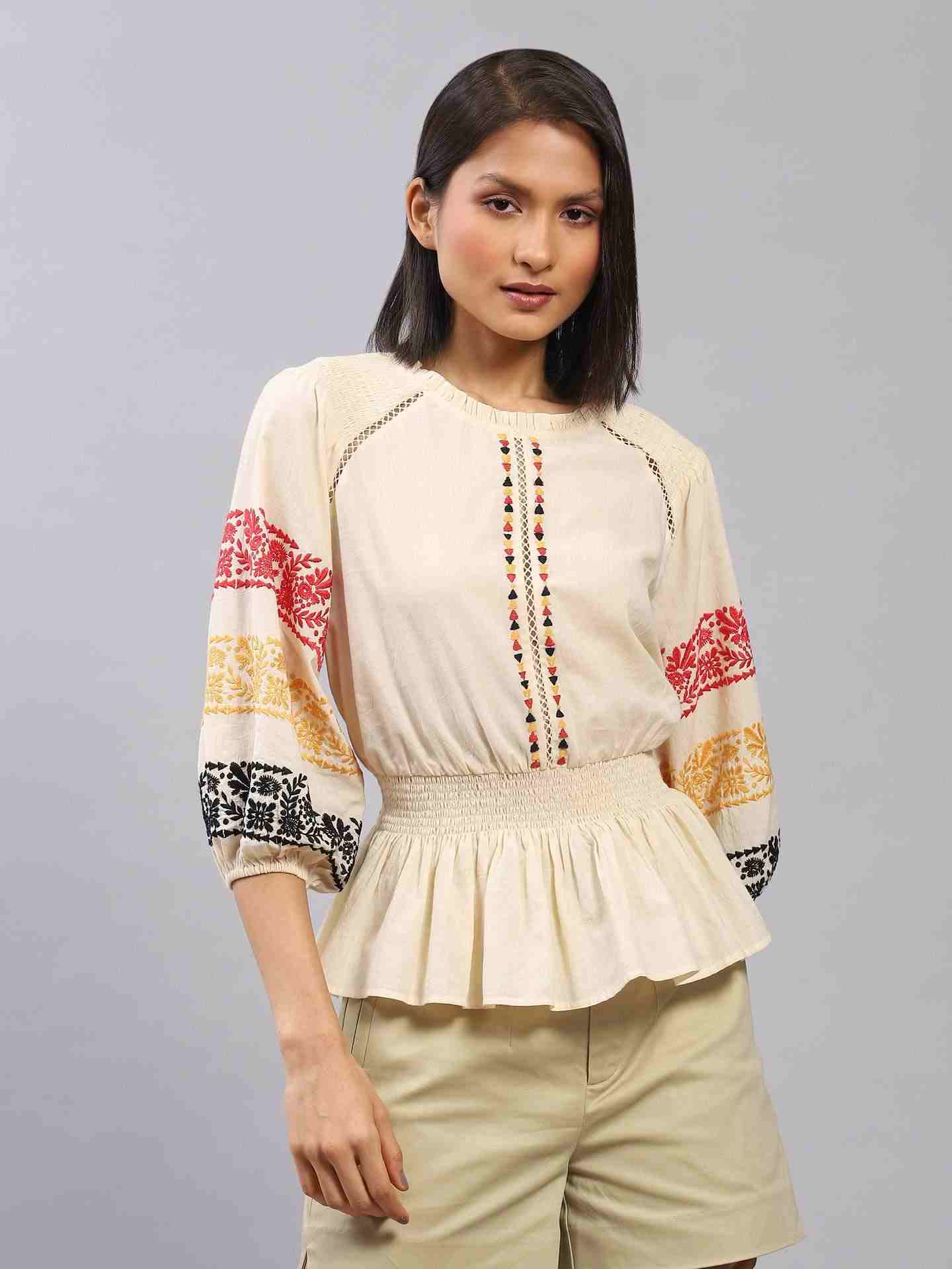 Ecru Alister Embroidery Top