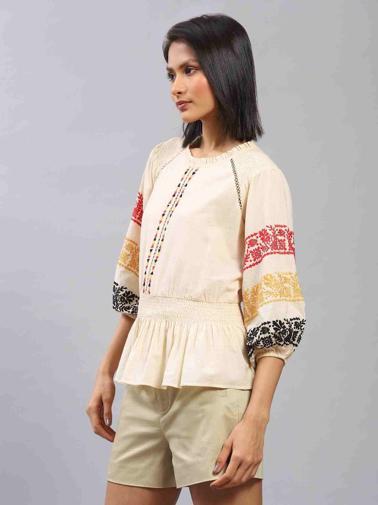 Ecru Alister Embroidery Top