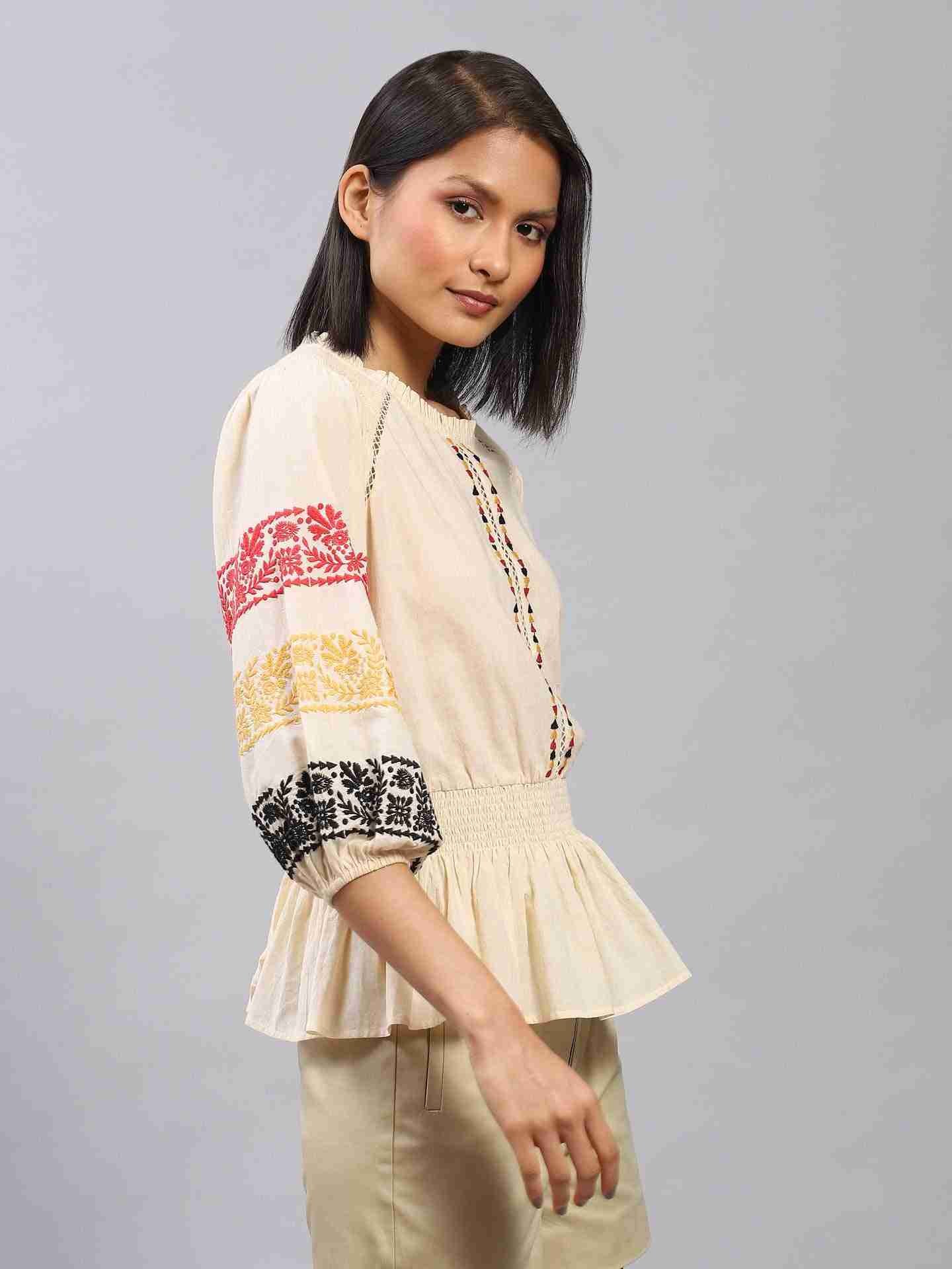 Ecru Alister Embroidery Top