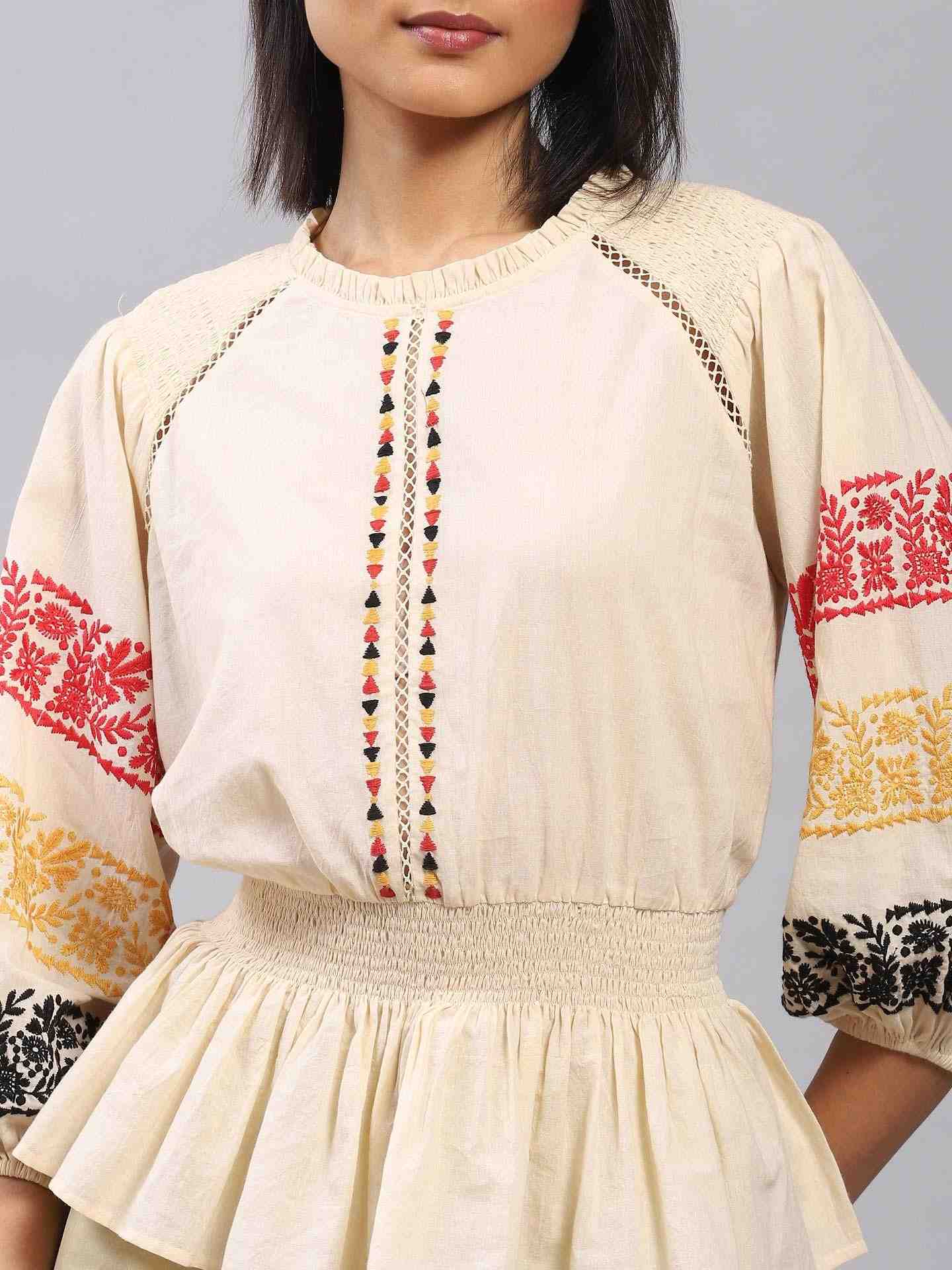 Ecru Alister Embroidery Top