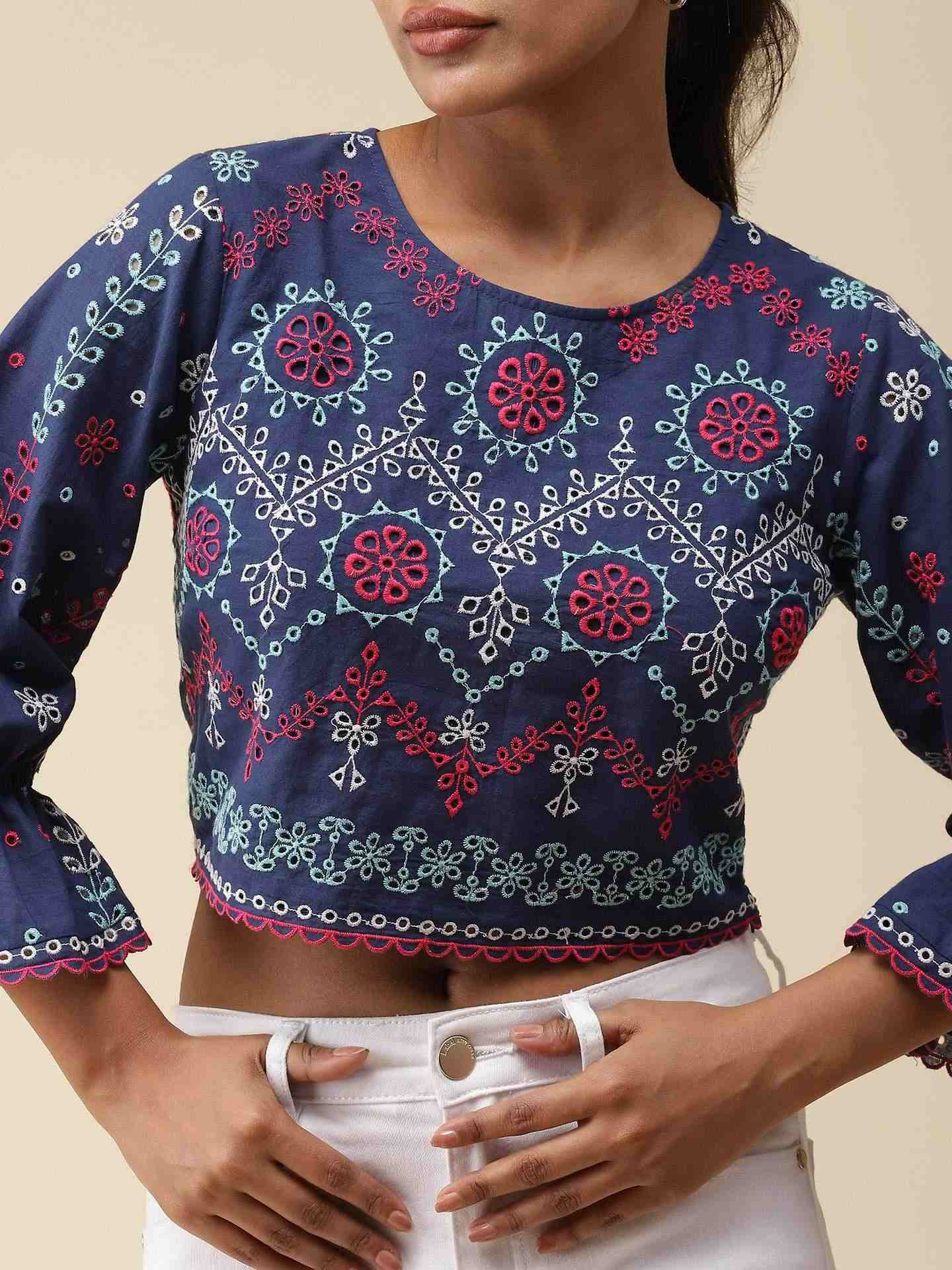 Navy Colette Crop Top