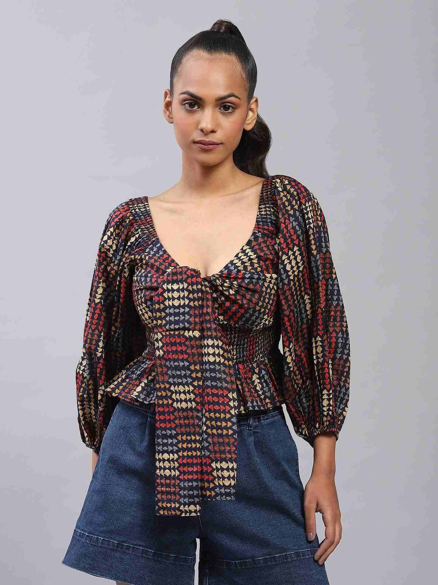 Navy Fashion Flair Top