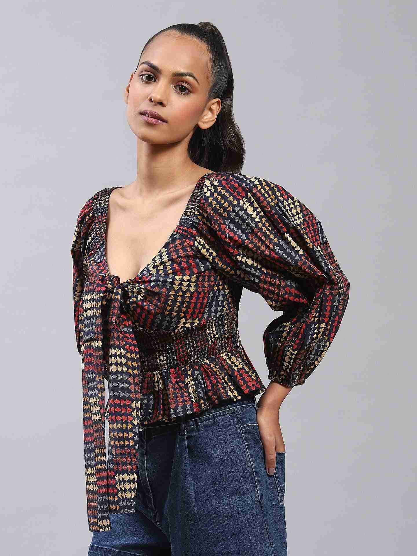 Navy Fashion Flair Top