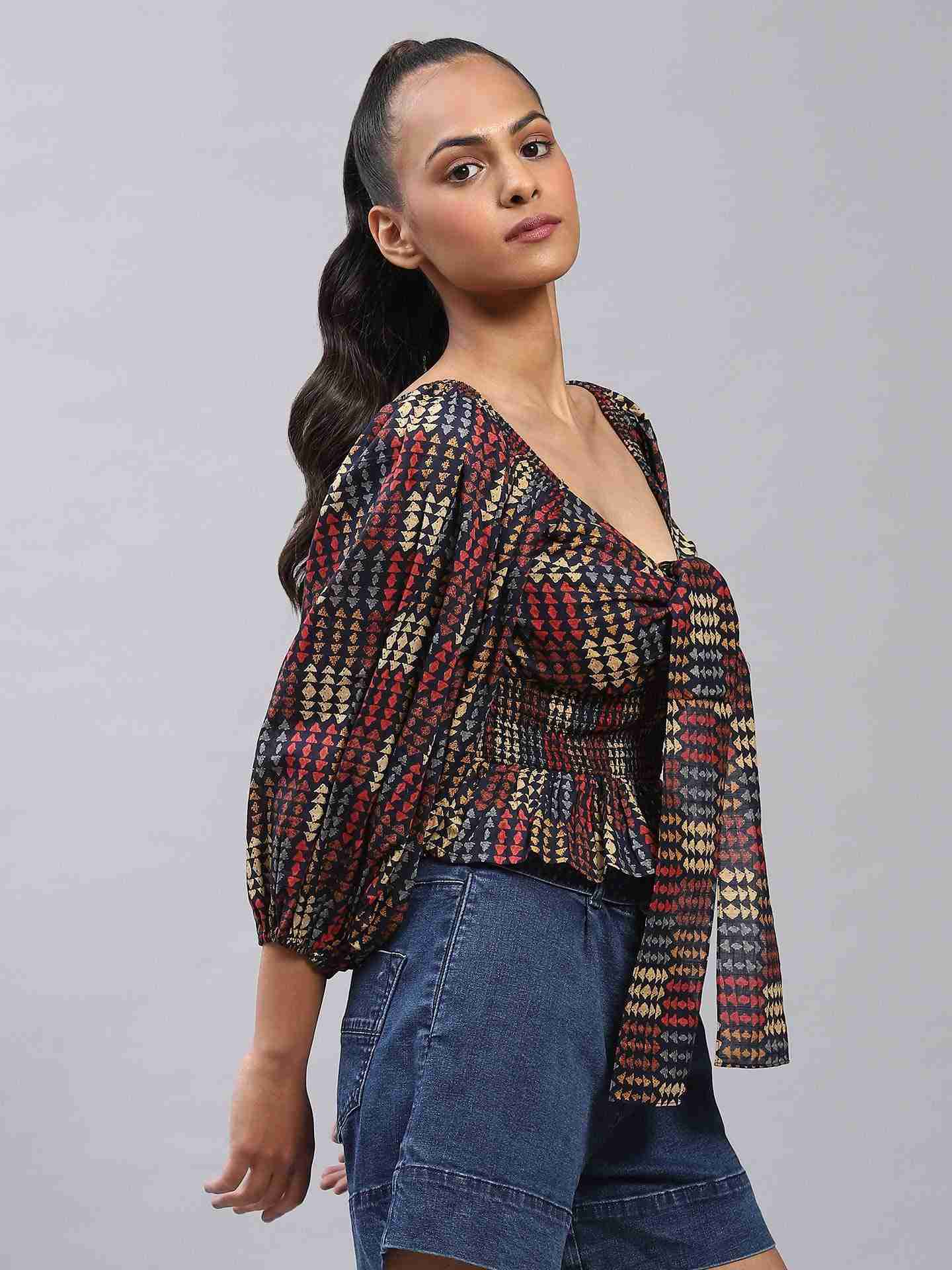 Navy Fashion Flair Top