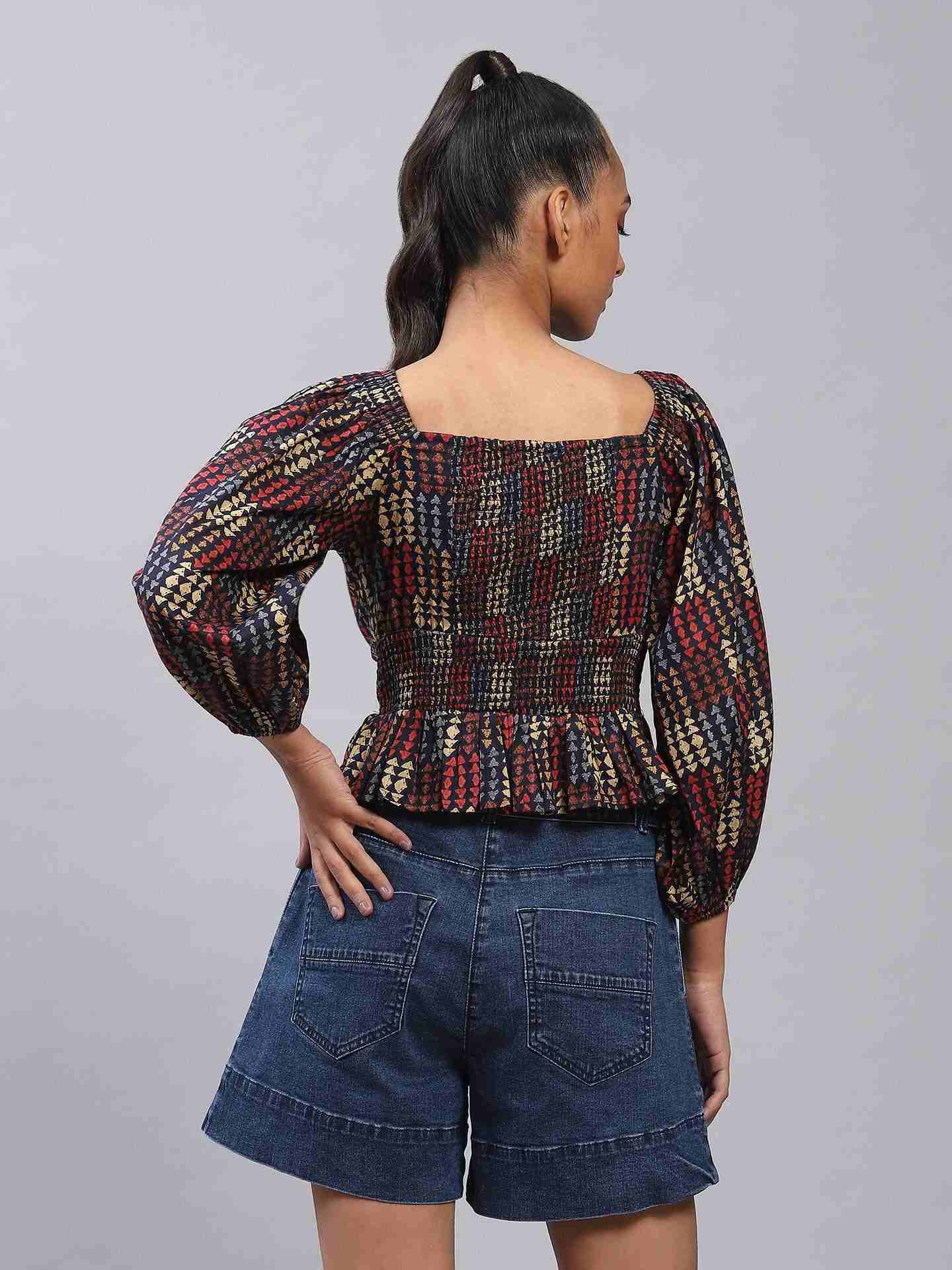 Navy Fashion Flair Top