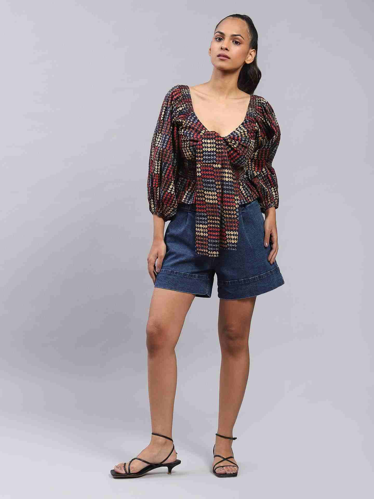 Navy Fashion Flair Top