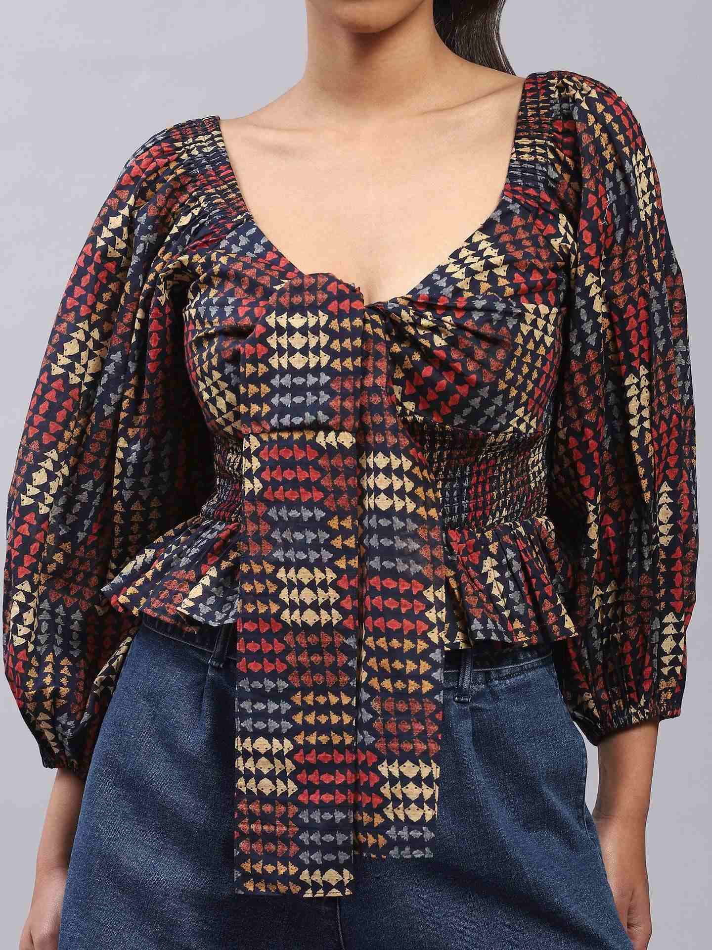 Navy Fashion Flair Top